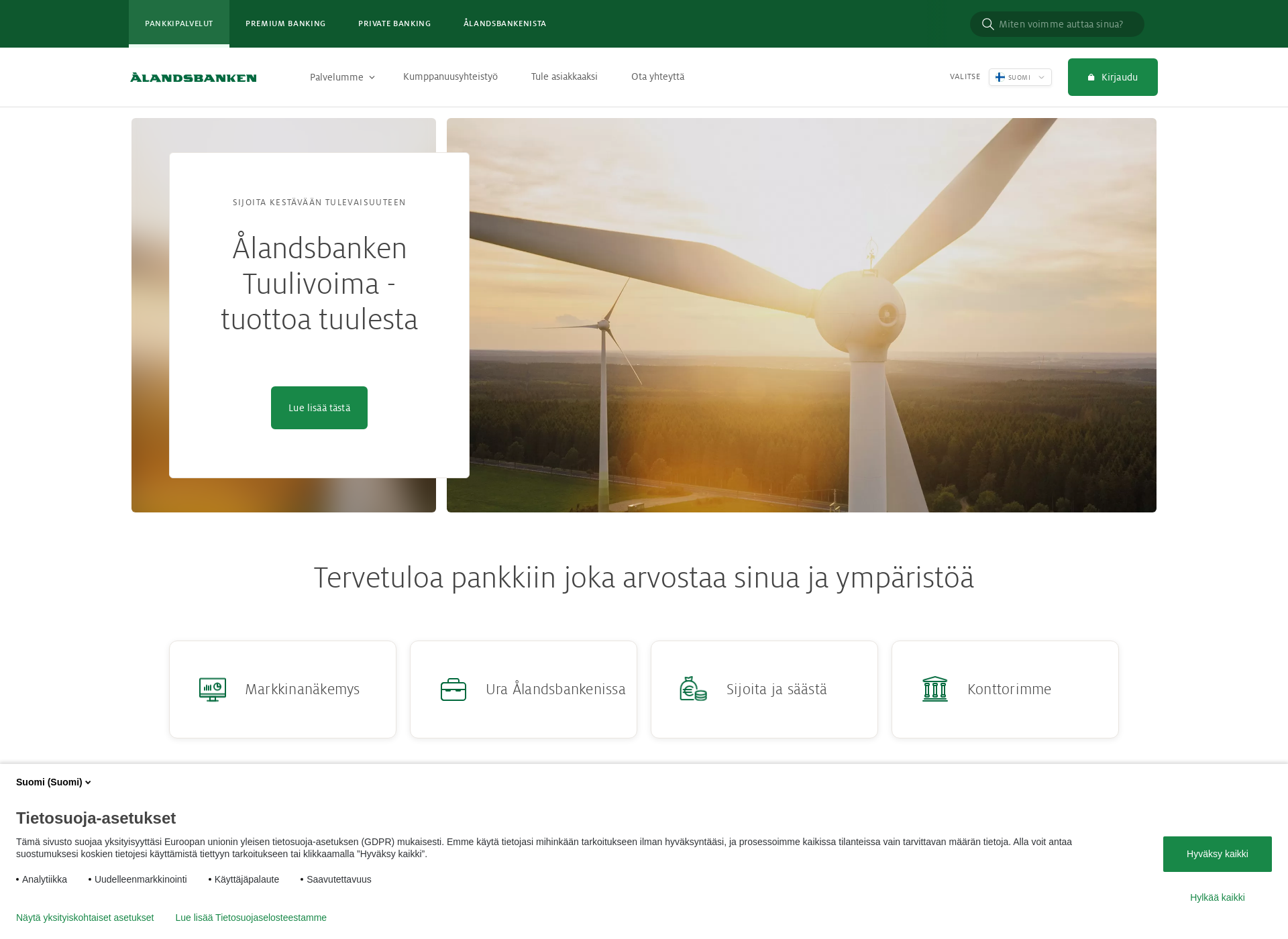 Skärmdump för internetpankki.fi