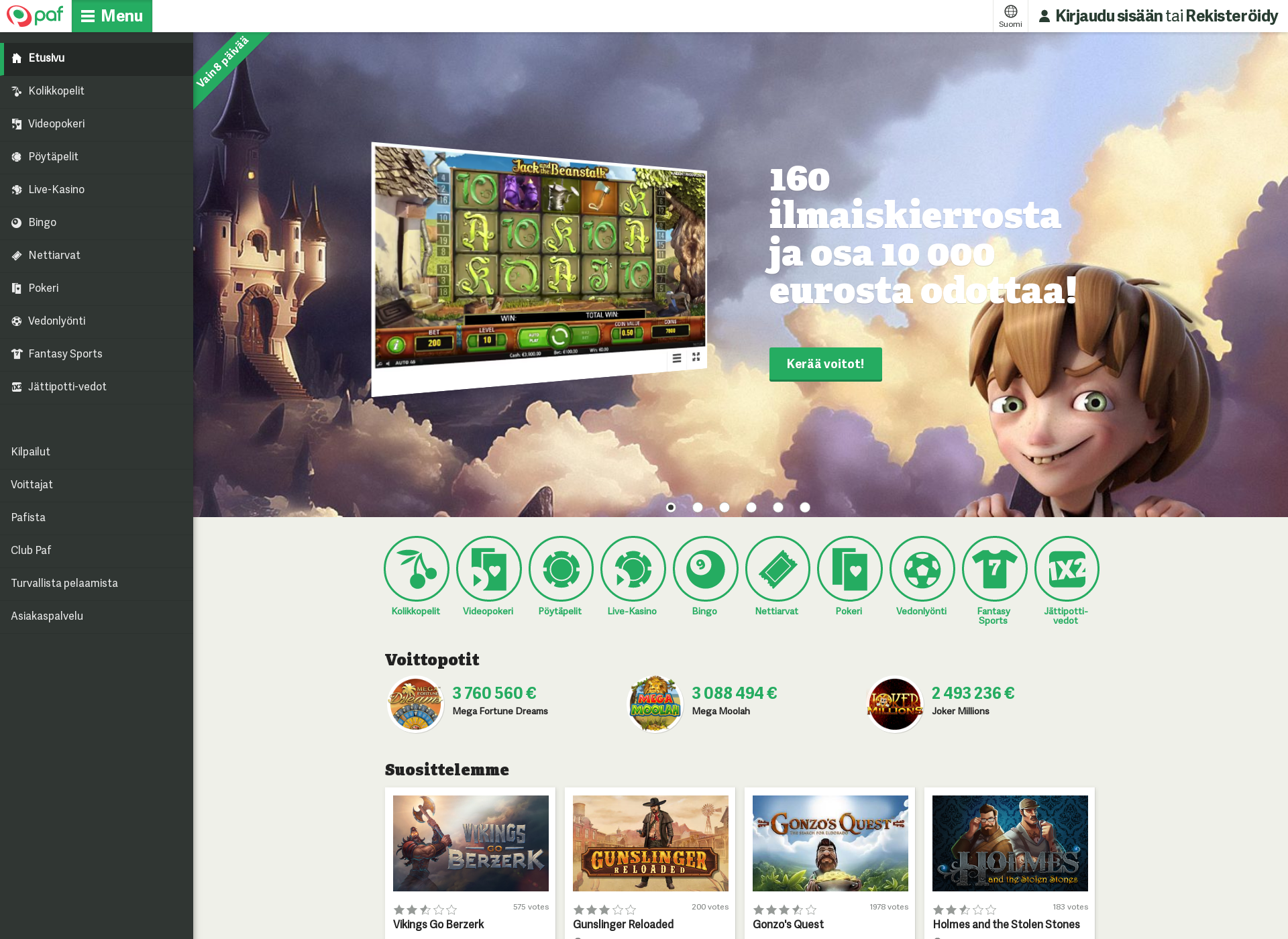 Skärmdump för internetpelit.fi