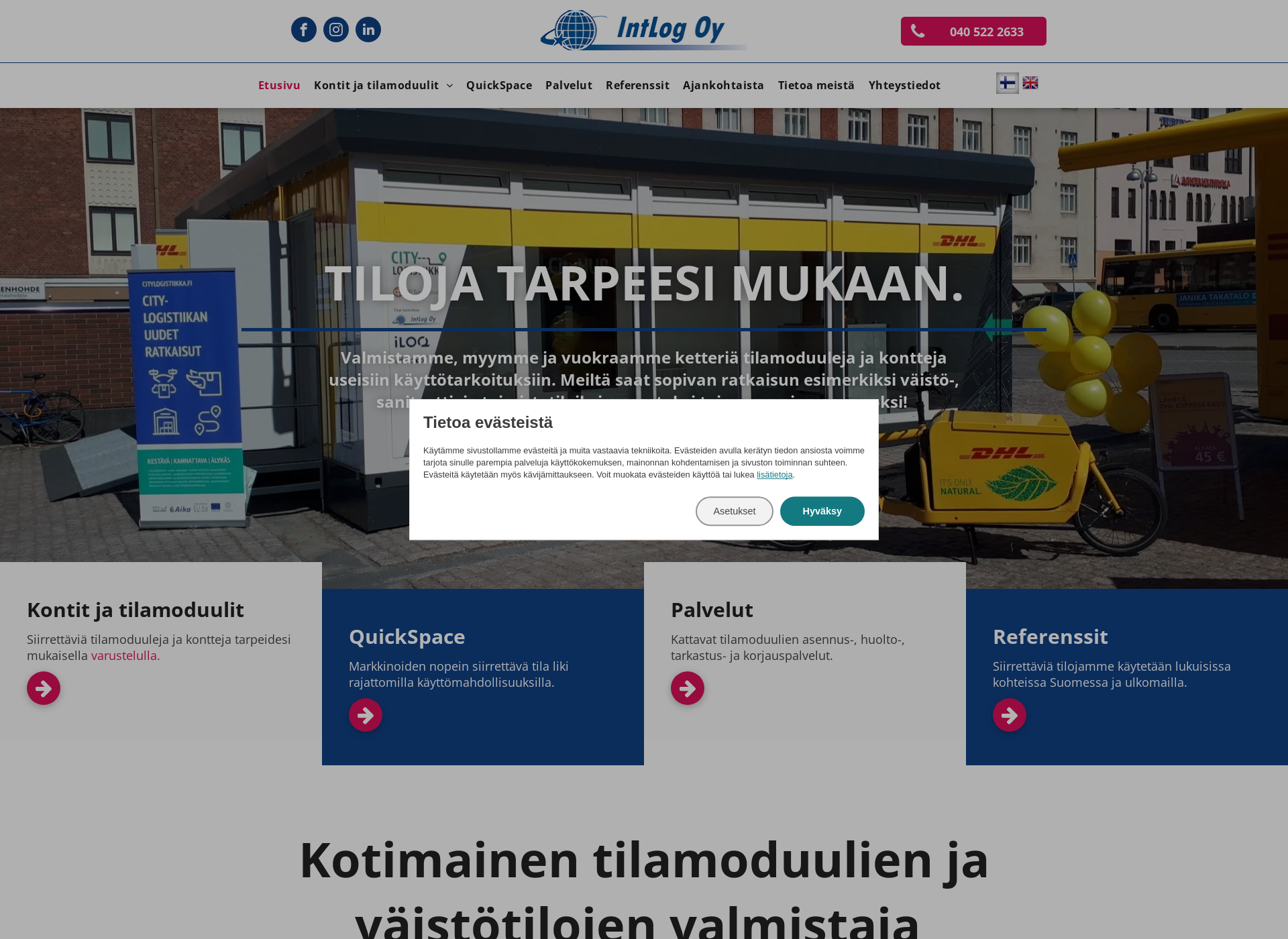 Skärmdump för intlog.fi