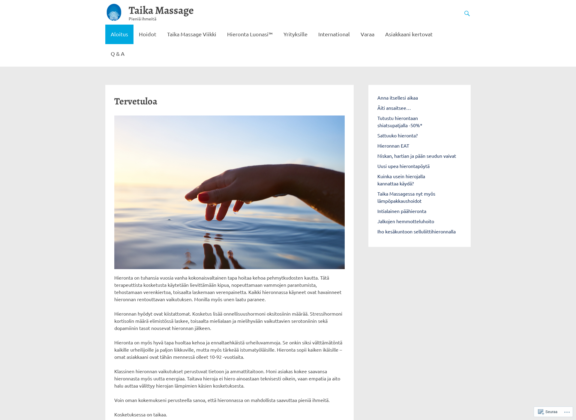 Screenshot for intuitivemassage.fi