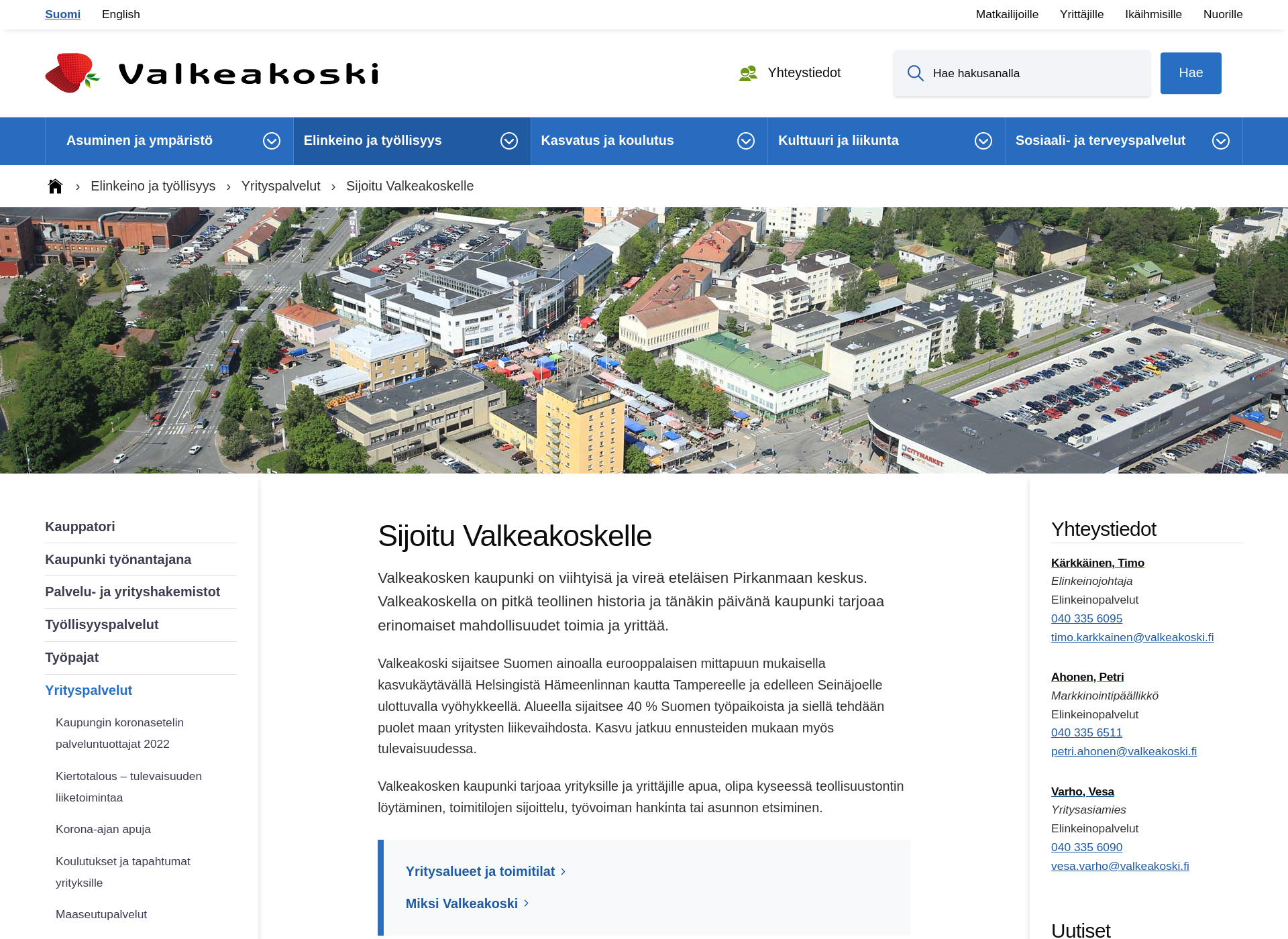 Screenshot for investinvalkeakoski.fi