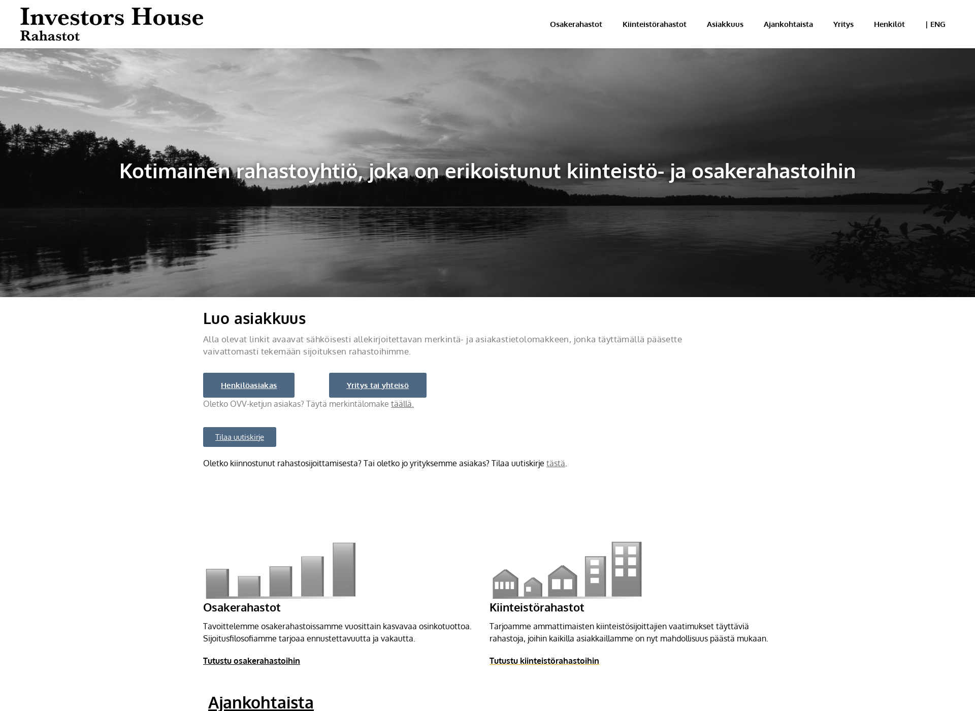 Skärmdump för investorshouserahastot.fi