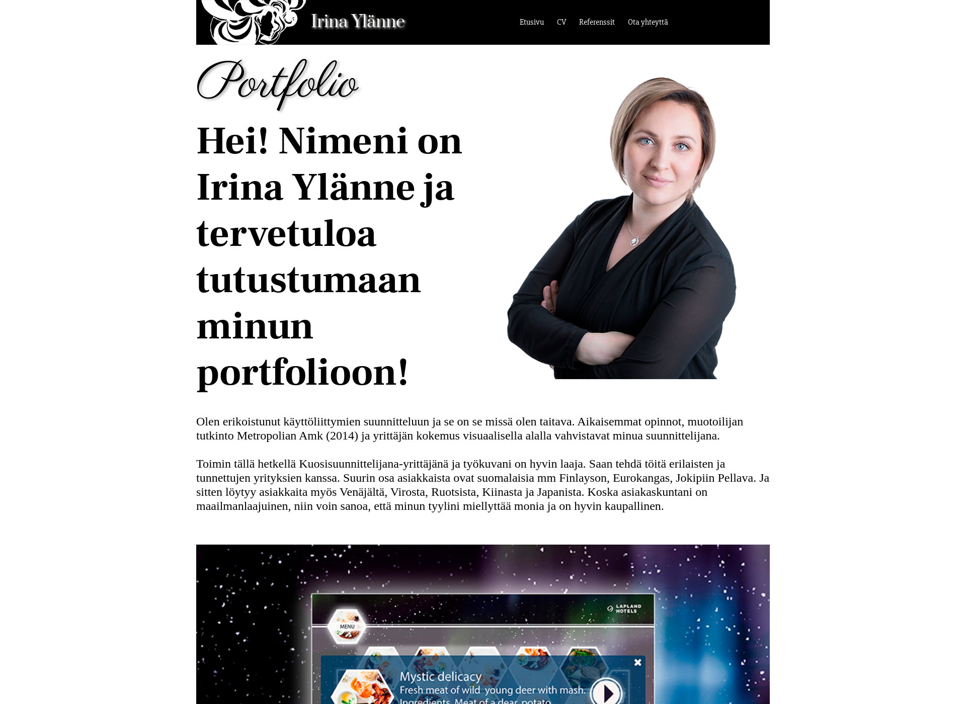 Skärmdump för irinaylanne.fi