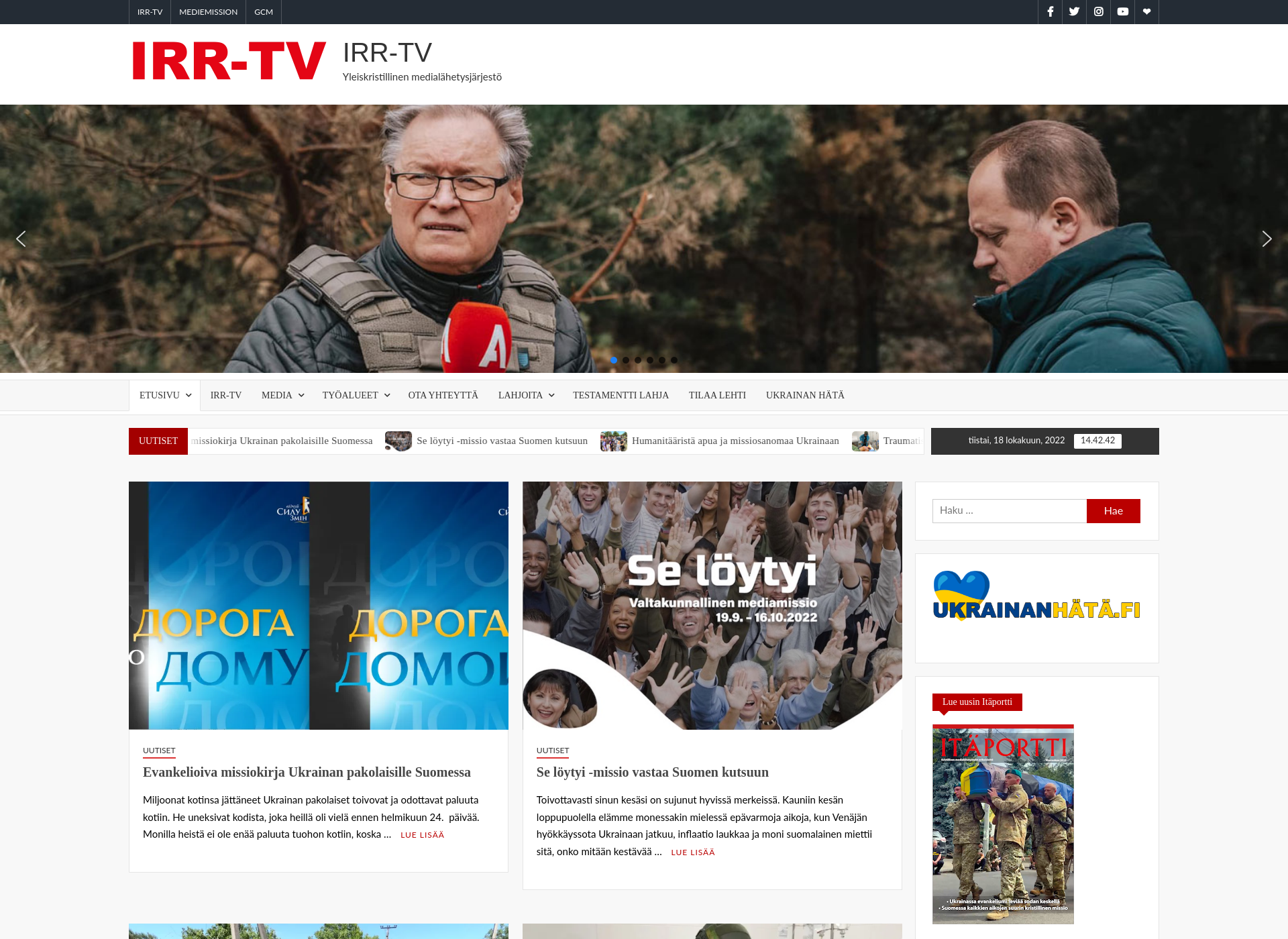 Skärmdump för irr-tv.fi