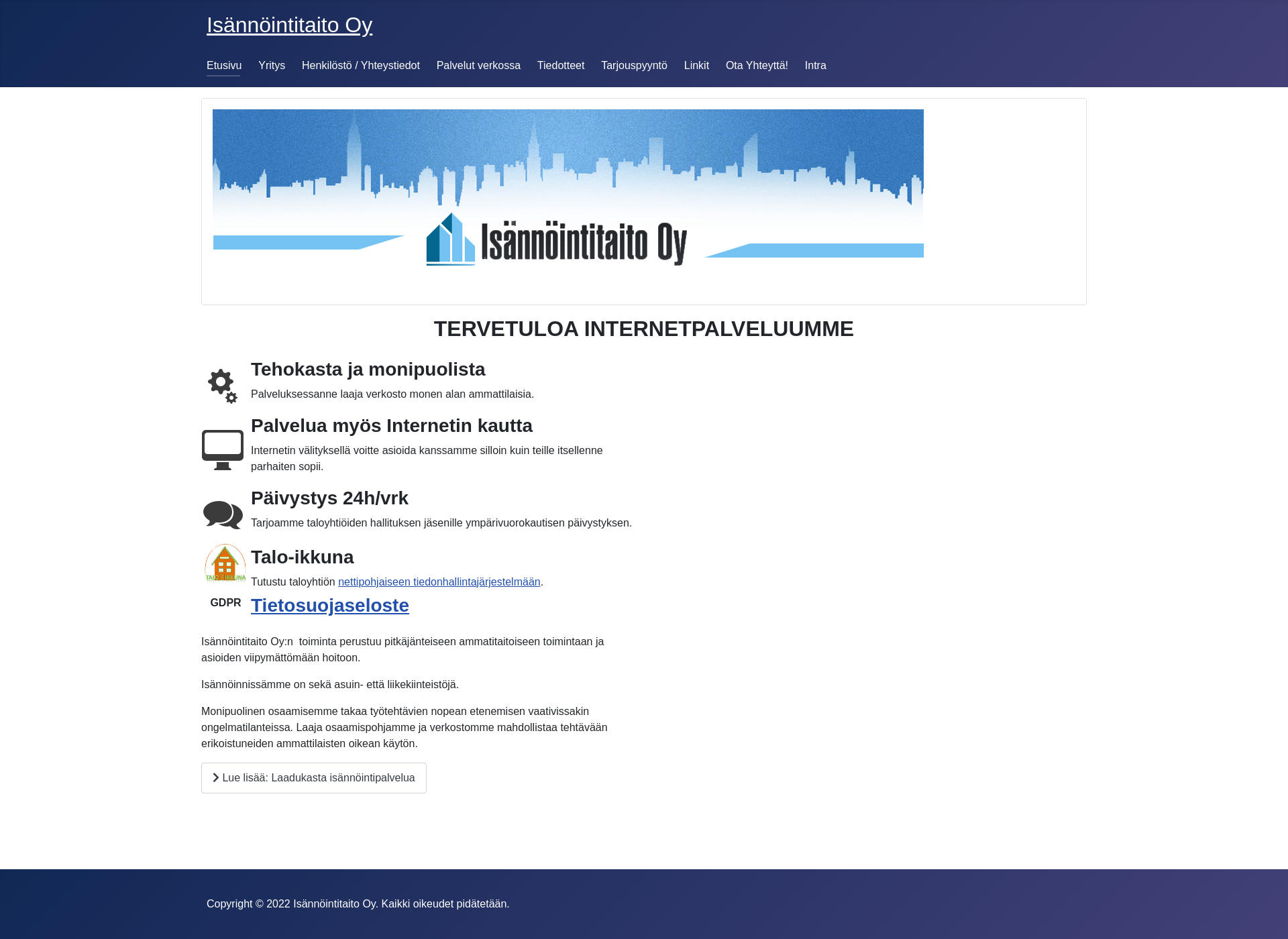 Skärmdump för isannointitaito.fi