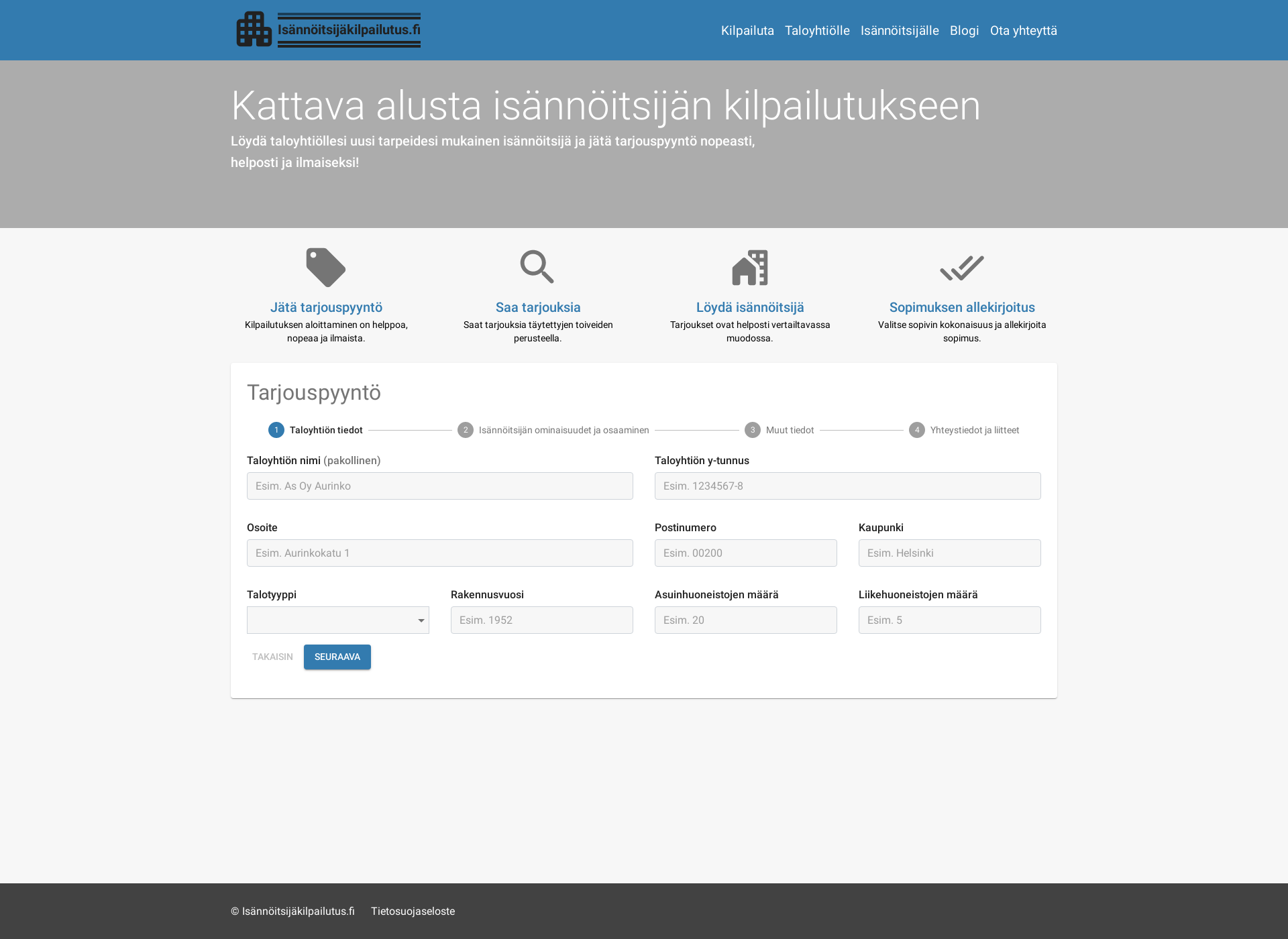 Skärmdump för isannoitsijakilpailutus.fi