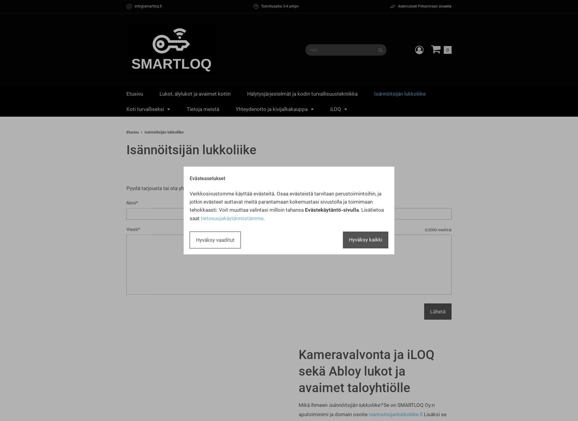 Skärmdump för isannoitsijanlukkoliike.fi