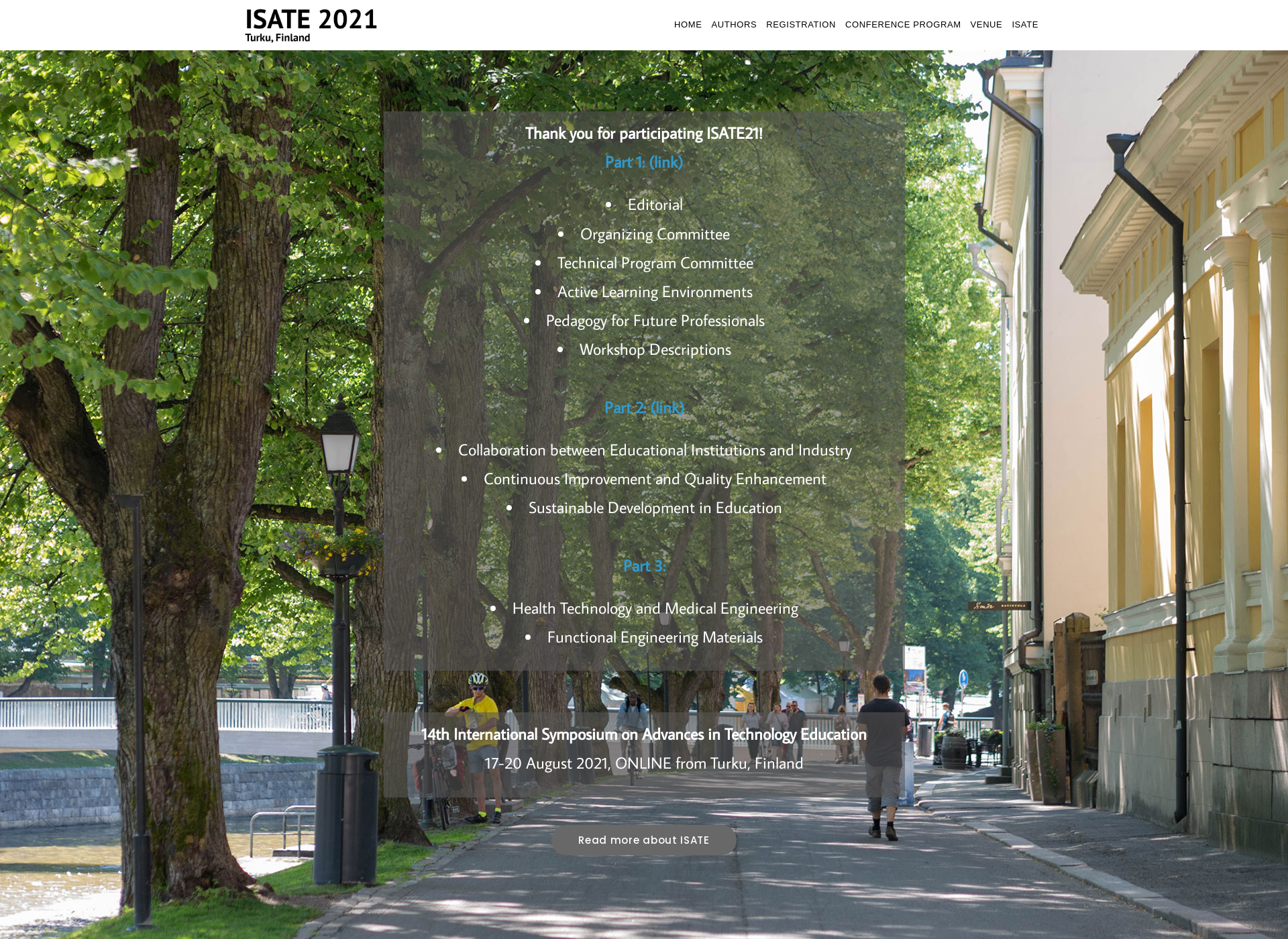 Skärmdump för isate2021.fi