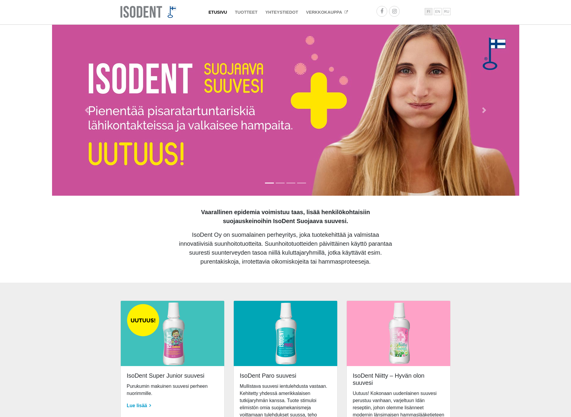 Skärmdump för isodent.fi