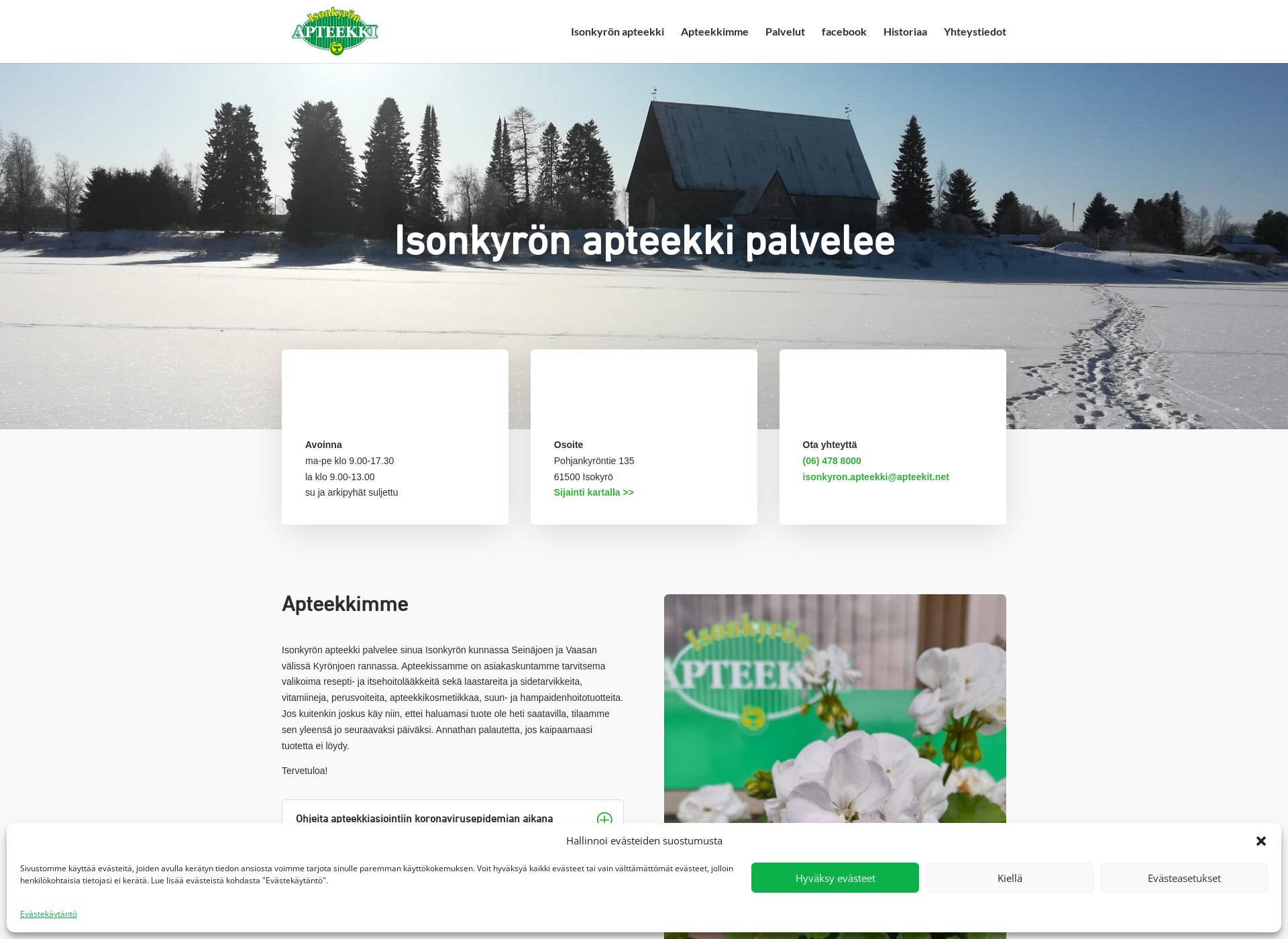Skärmdump för isonkyronapteekki.fi