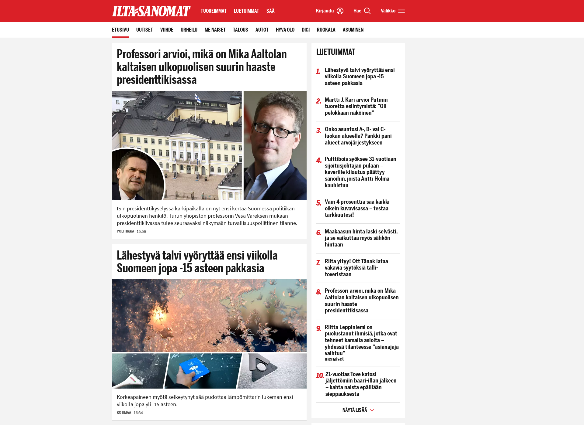 Skärmdump för istv.fi