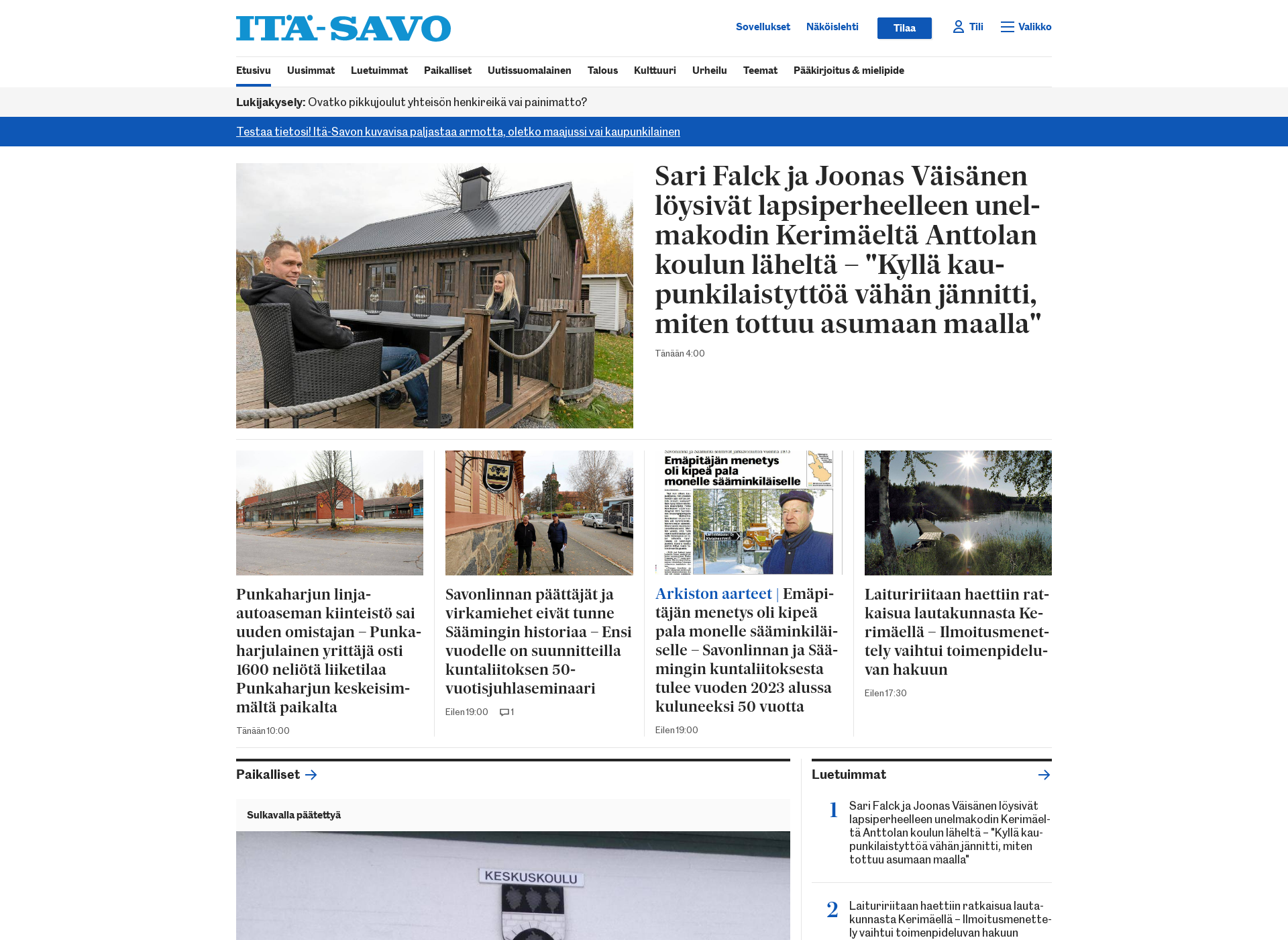 Skärmdump för ita-savo.fi