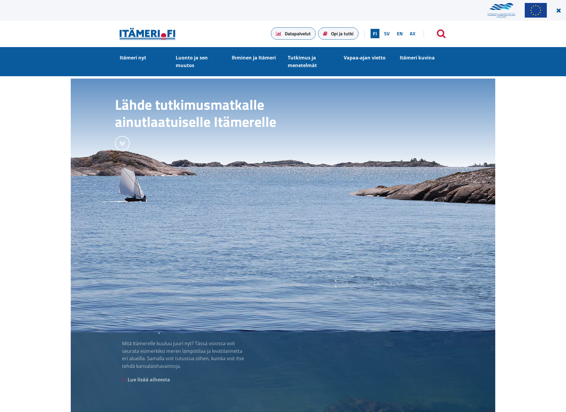 Skärmdump för itameri.fi