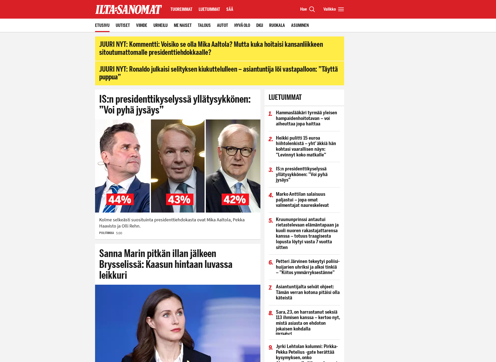 Screenshot for itasanomat.fi