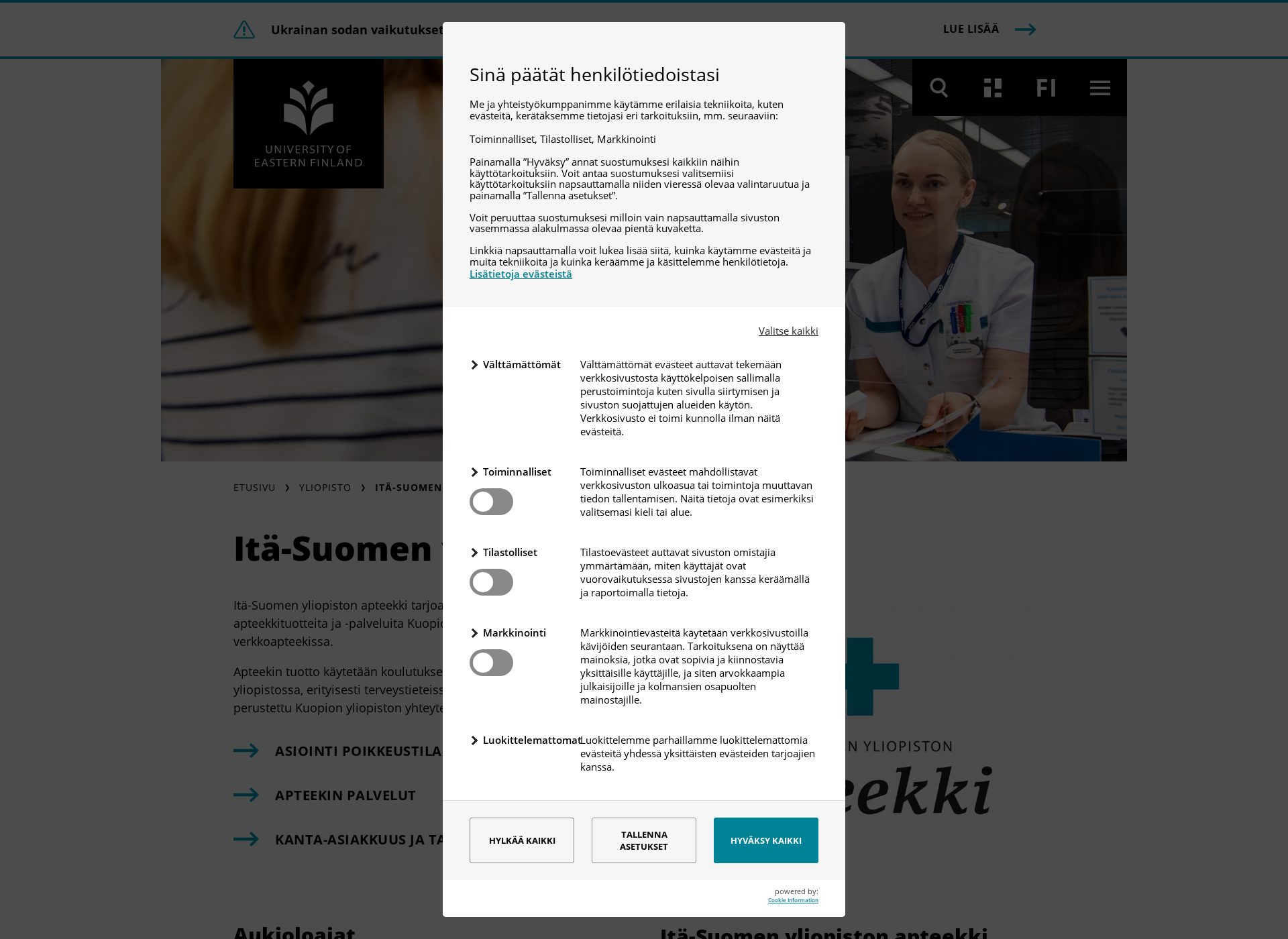 Screenshot for itasuomenyliopistonapteekki.fi