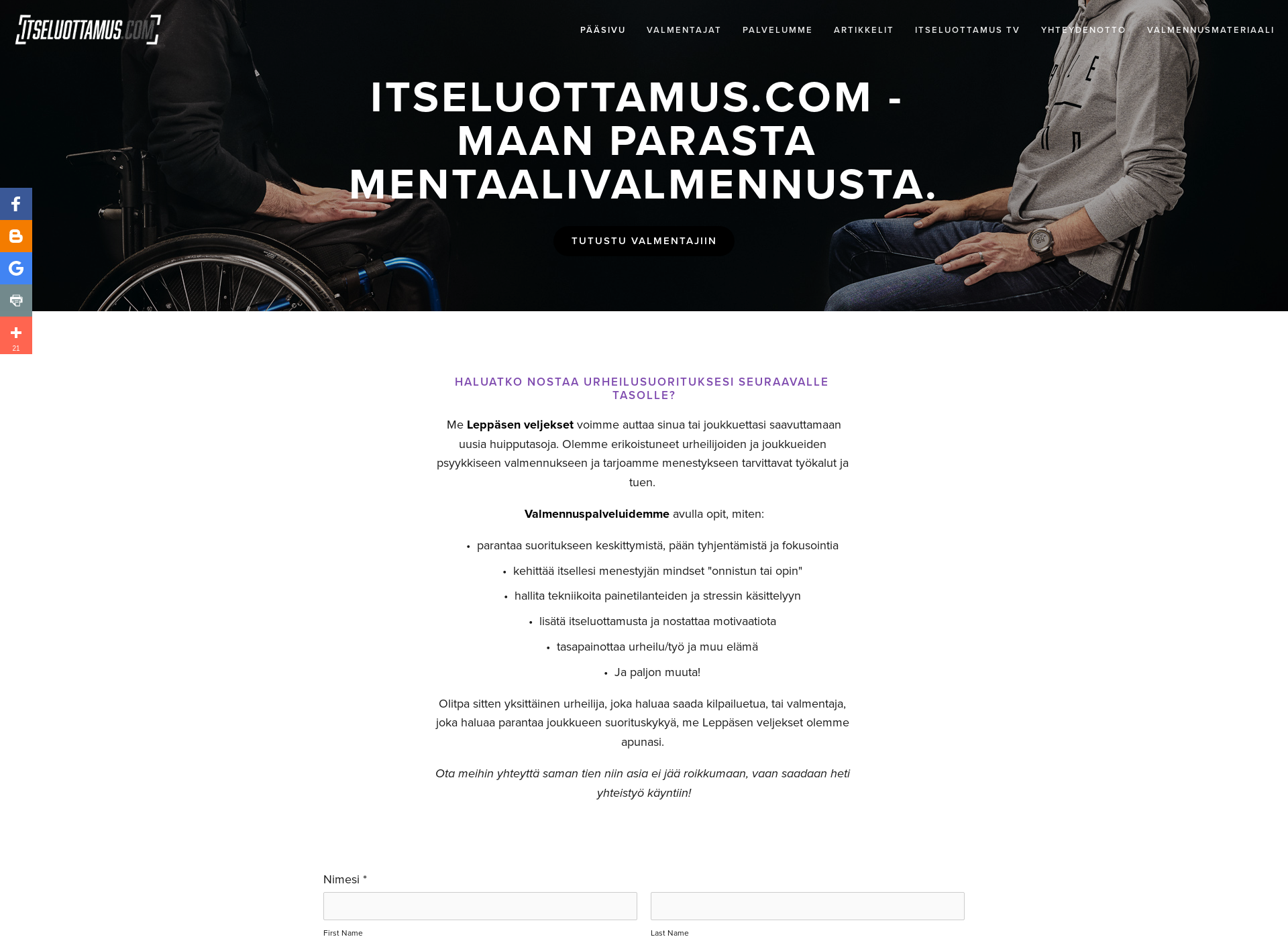 Skärmdump för itseluottamus.com