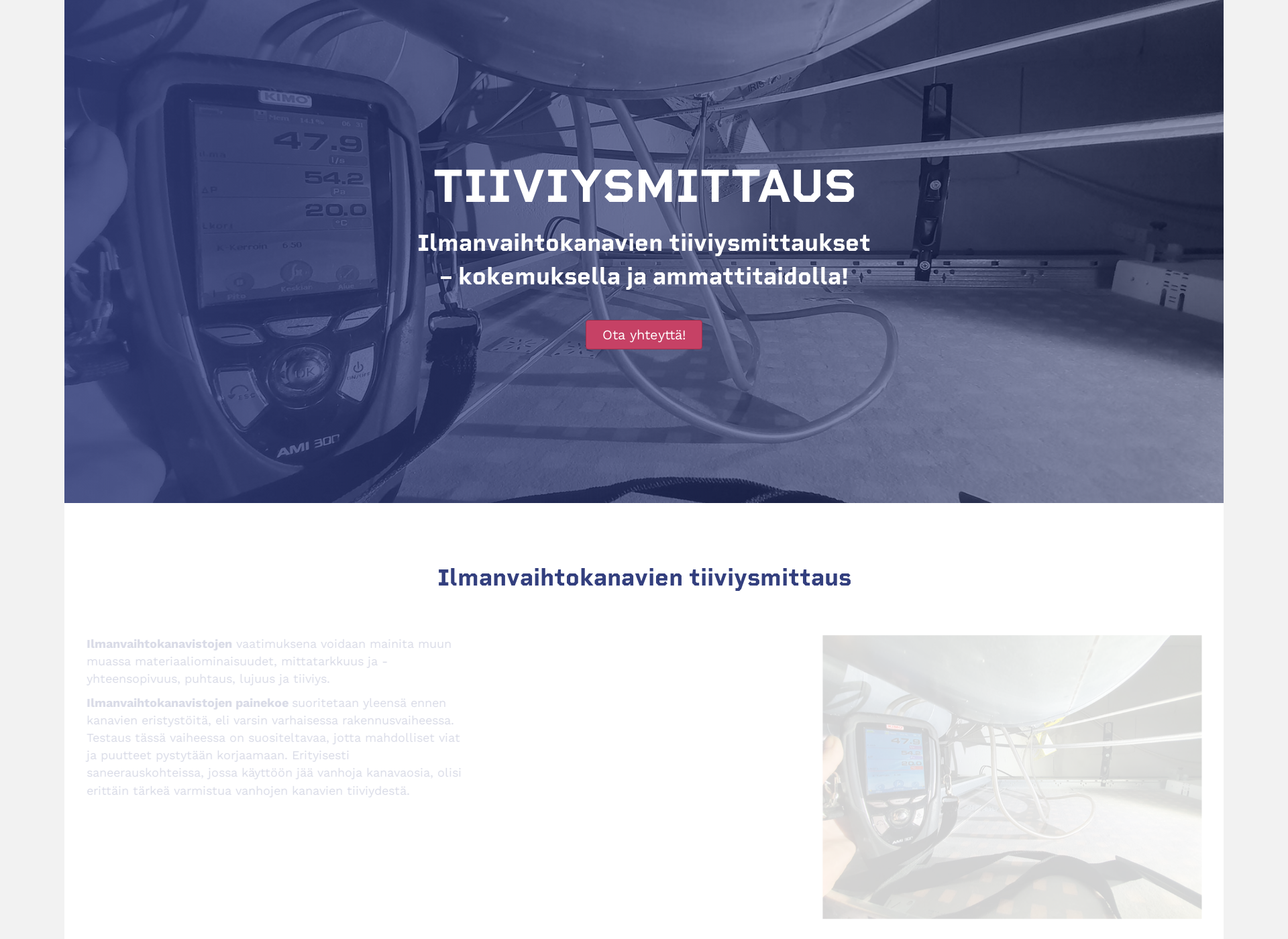 Skärmdump för iv-tiiviysmittaus.fi