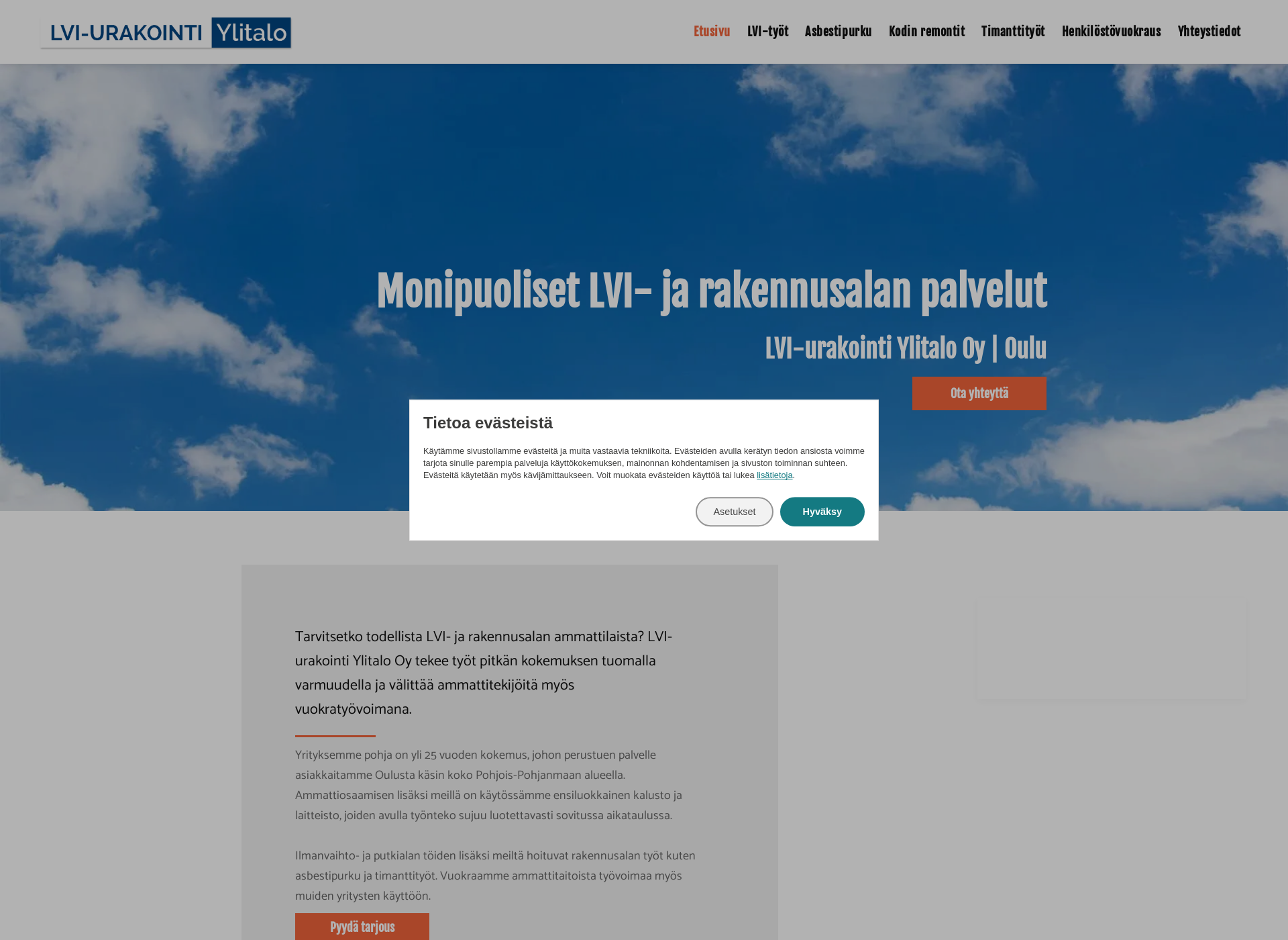 Skärmdump för iv-urakointiylitalo.fi
