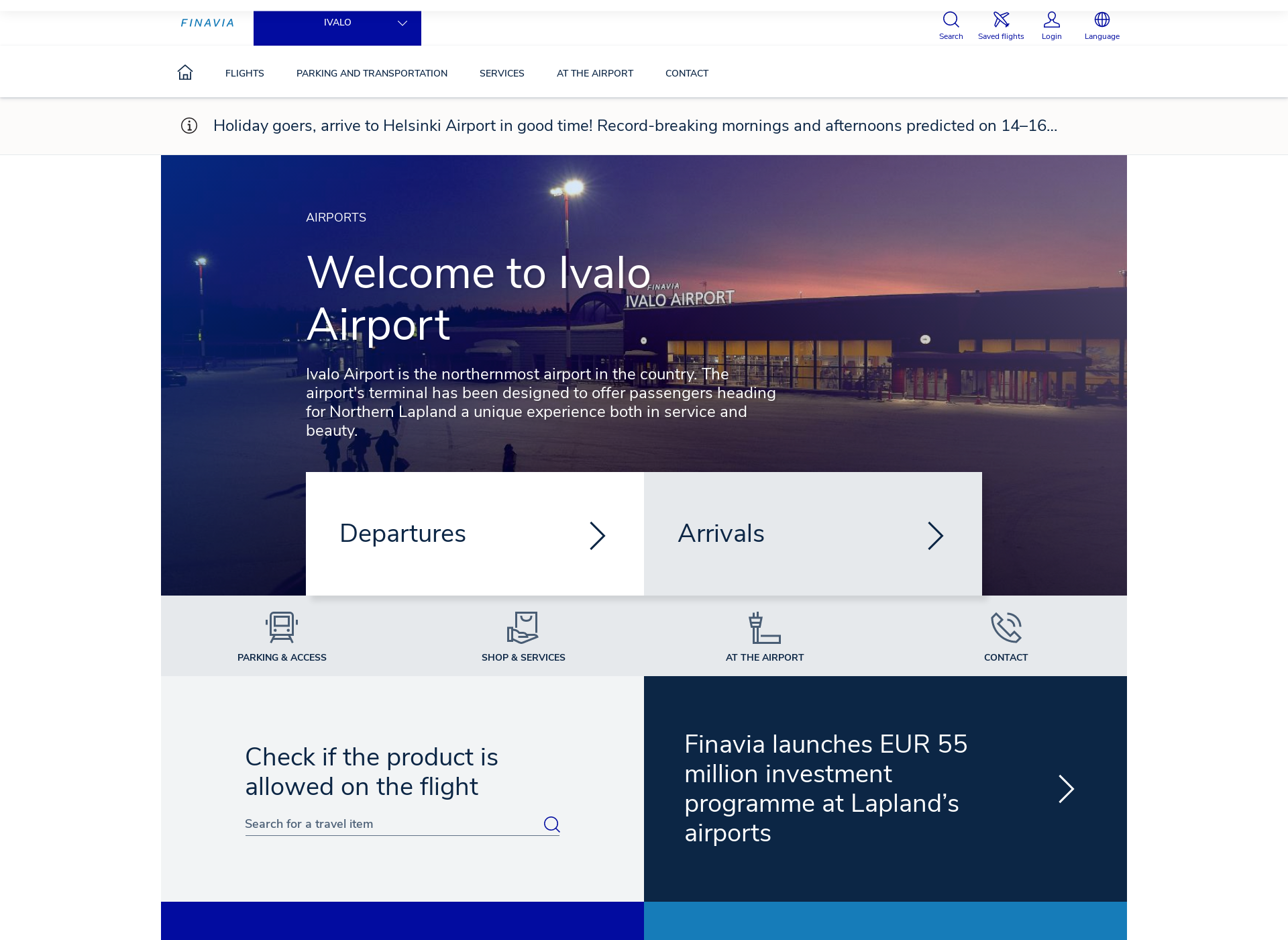 Screenshot for ivaloairport.fi