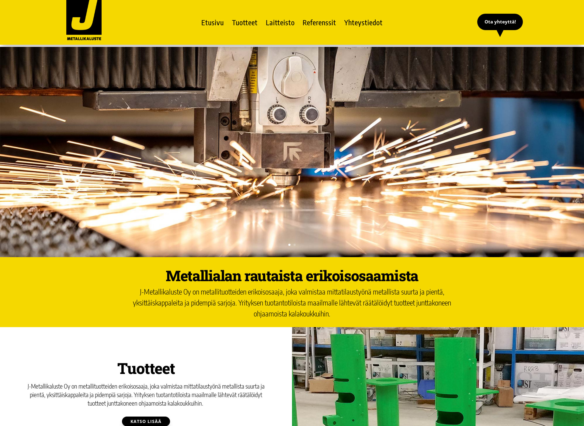 Skärmdump för j-metallikaluste.fi