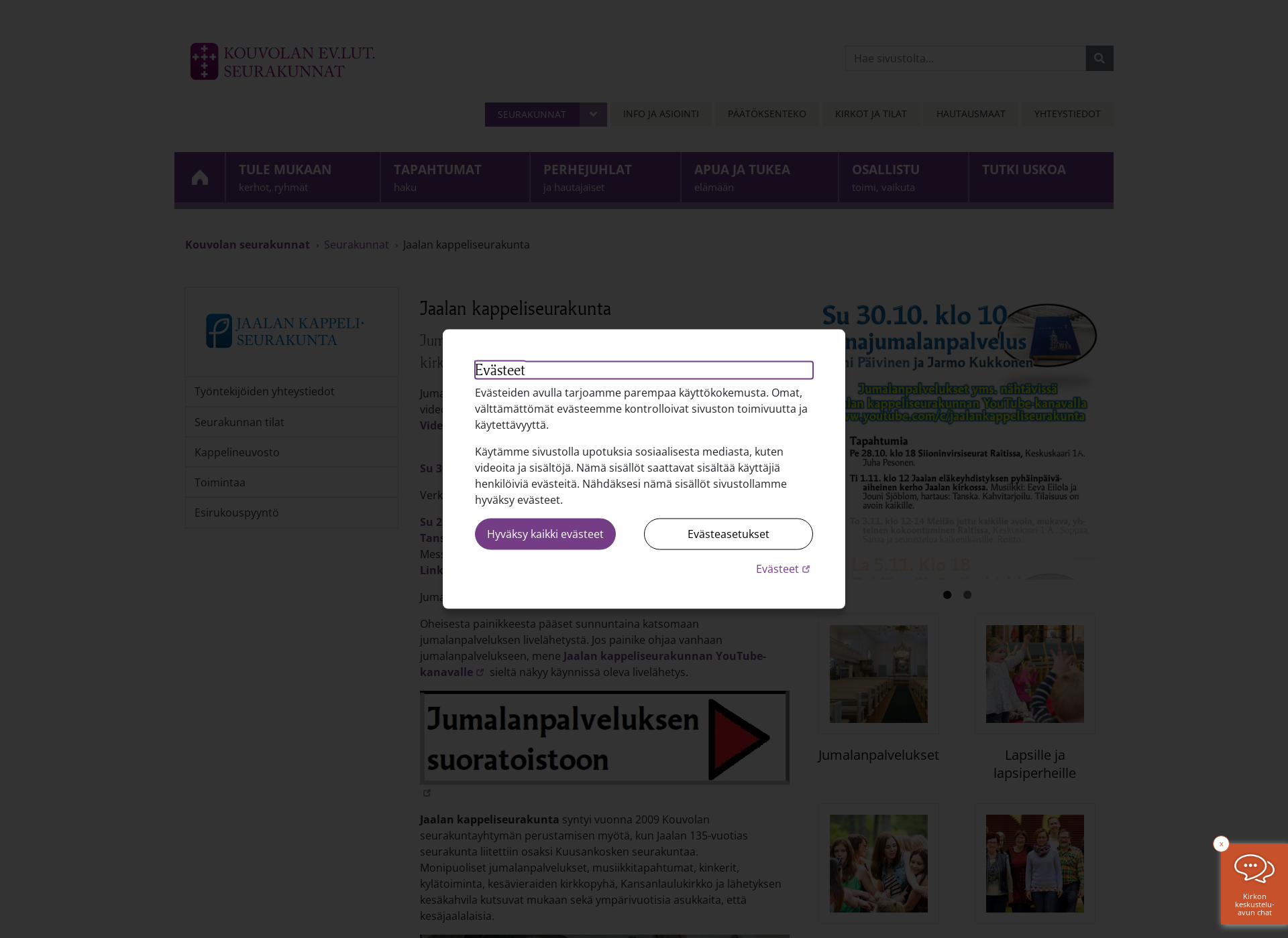 Screenshot for jaalanseurakunta.fi