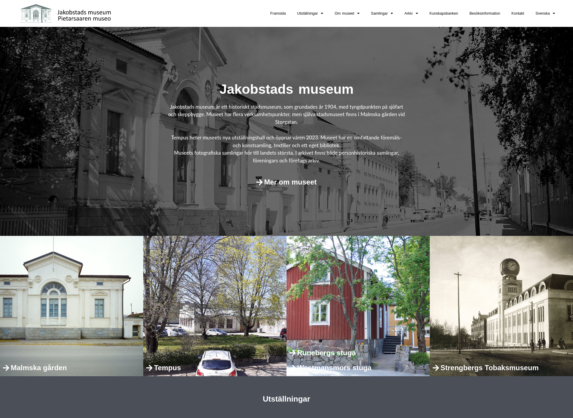 Screenshot for jakobstadsmuseum.fi