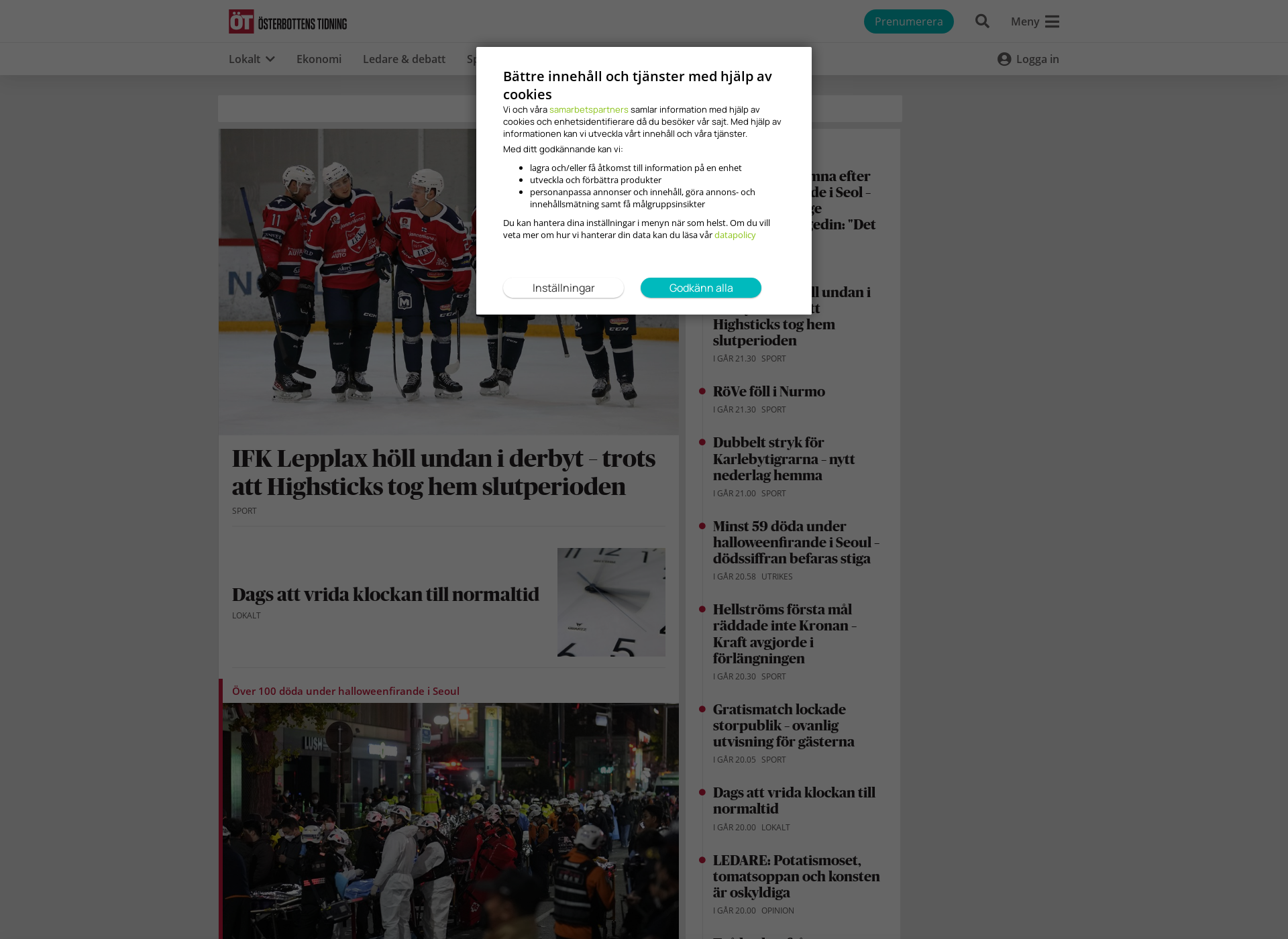 Screenshot for jakobstadstidning.fi