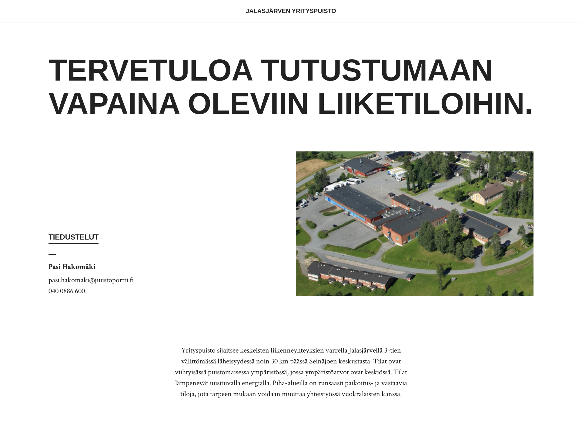 Skärmdump för jalasjarvenyrityspuisto.fi