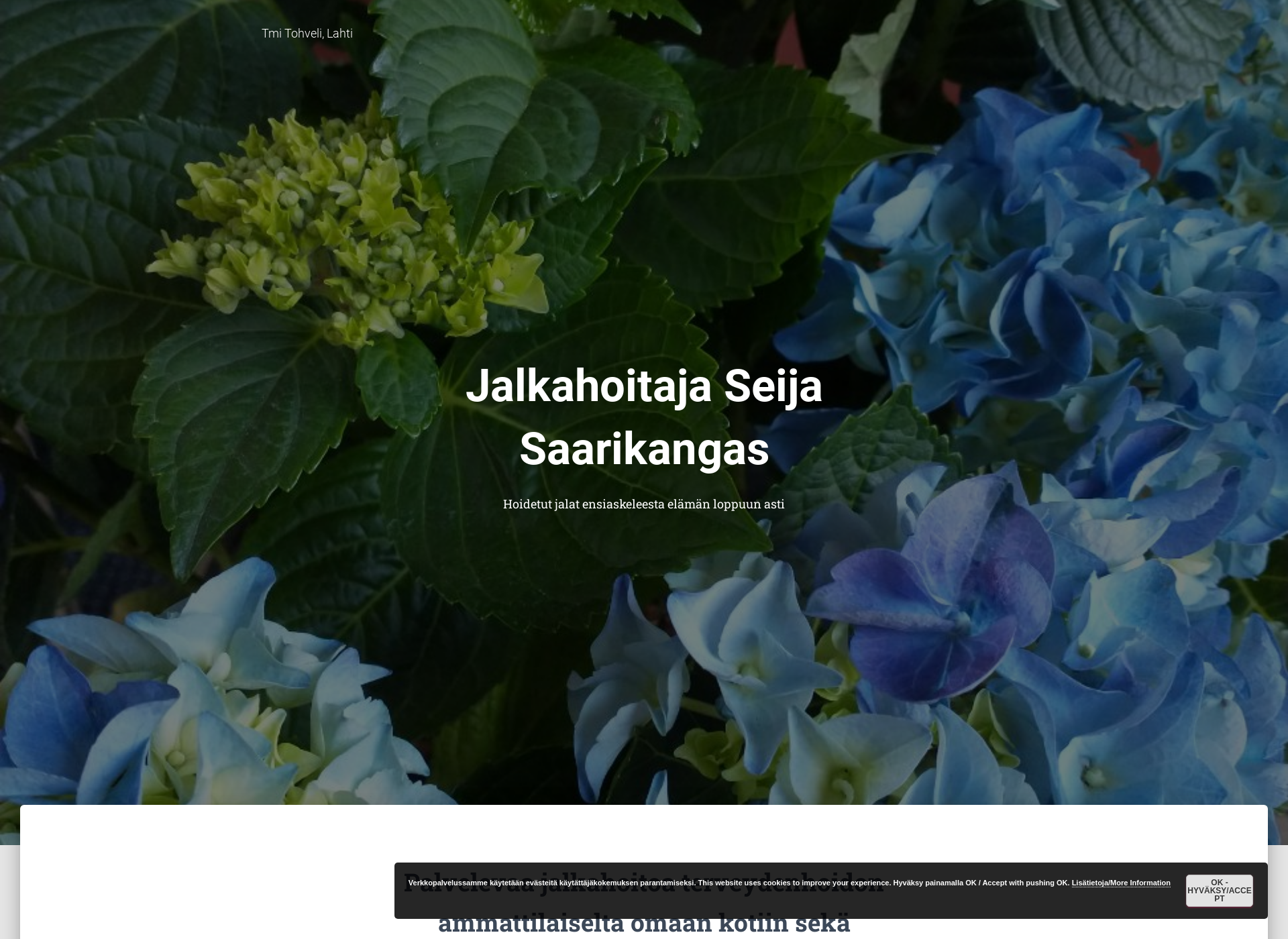 Skärmdump för jalkahoito-tohveli.fi