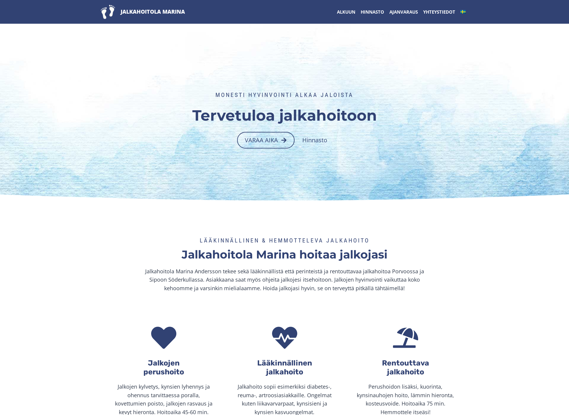 Screenshot for jalkahoitolamarina.fi