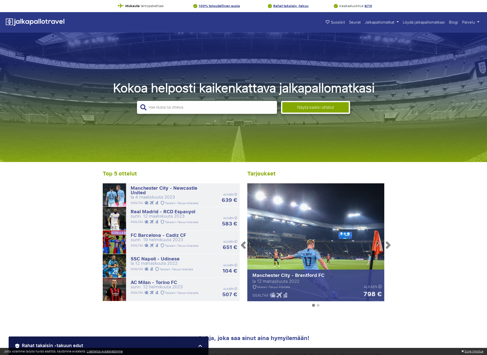 Screenshot for jalkapallotravel.fi