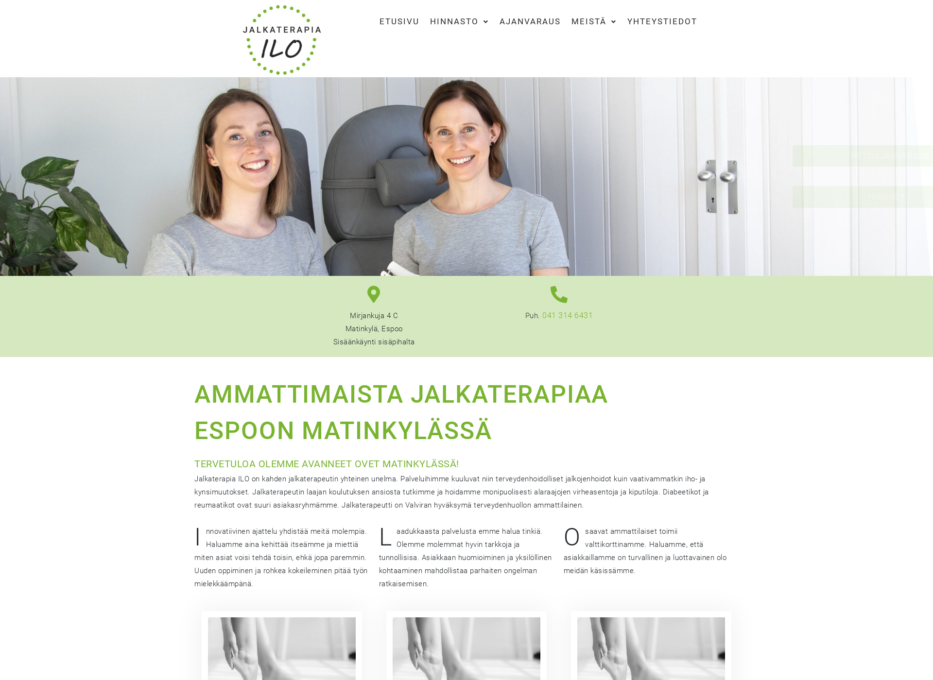 Skärmdump för jalkaterapiailo.fi