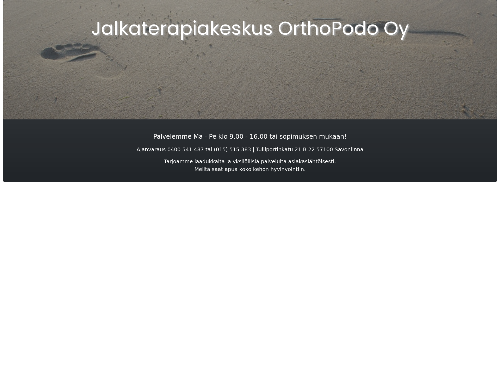 Skärmdump för jalkaterapiakeskus.fi