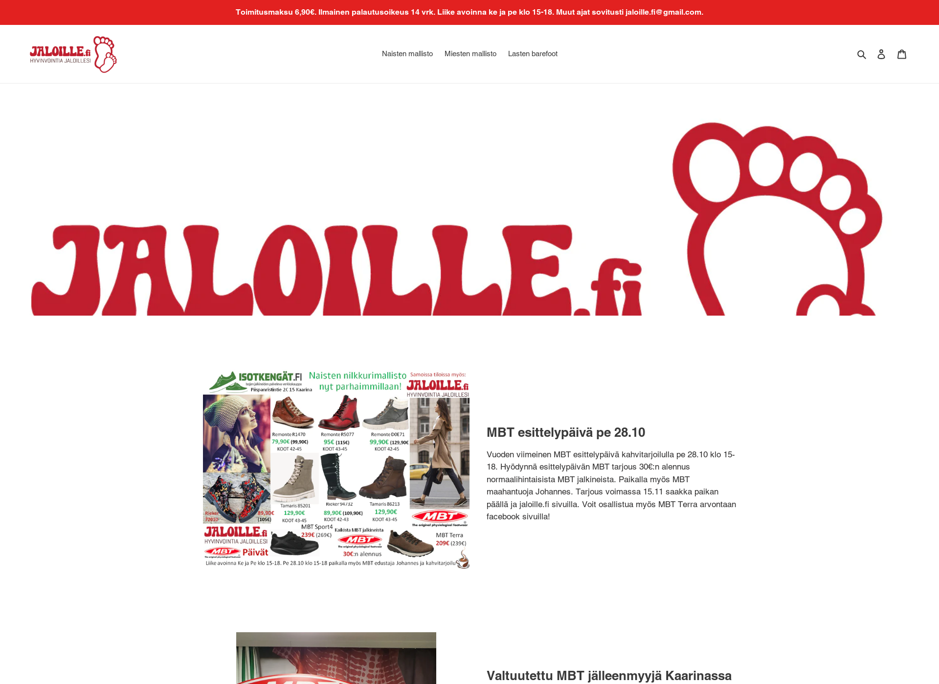 Skärmdump för jaloille.fi