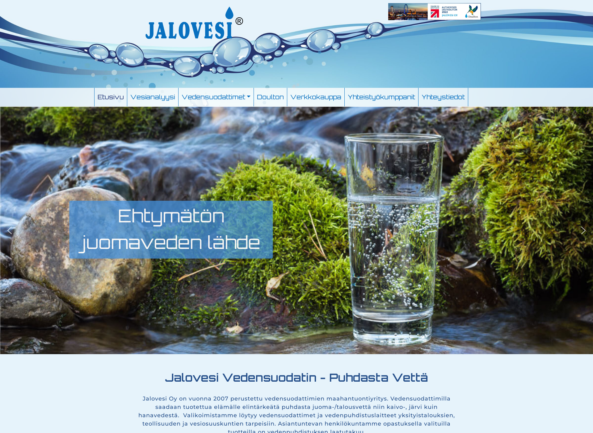 Skärmdump för jalovesi.fi