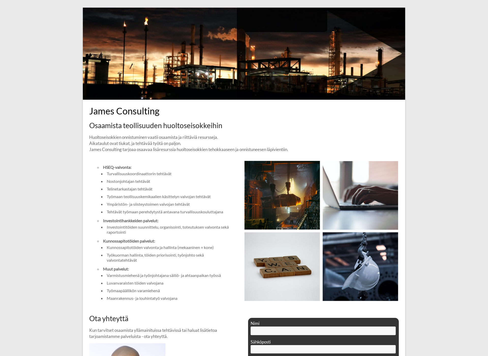 Skärmdump för jamesconsulting.fi