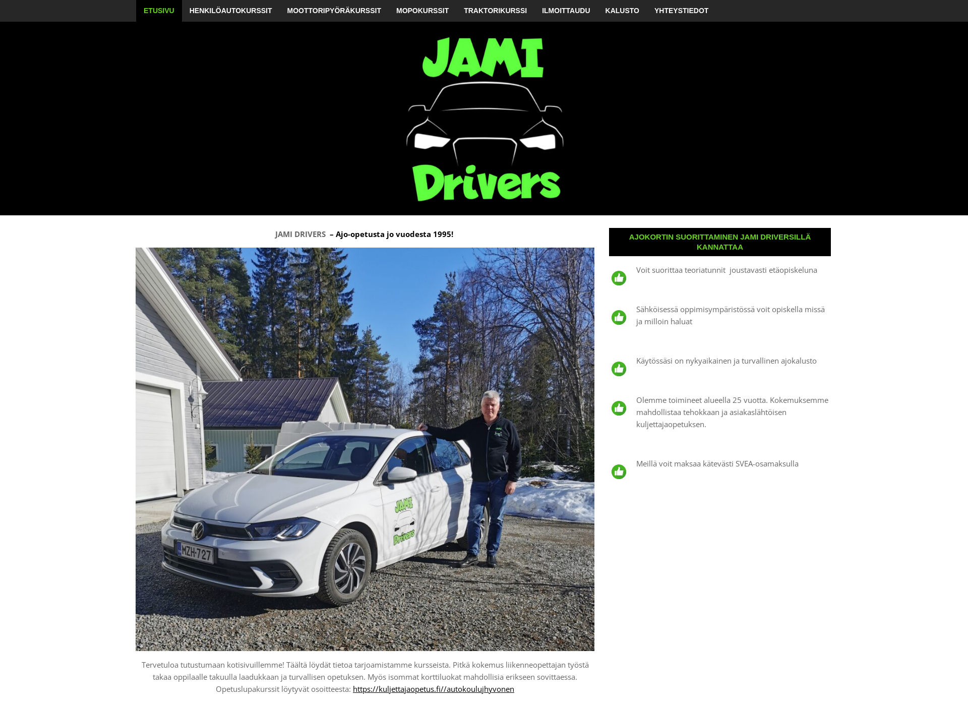 Skärmdump för jamidrivers.fi