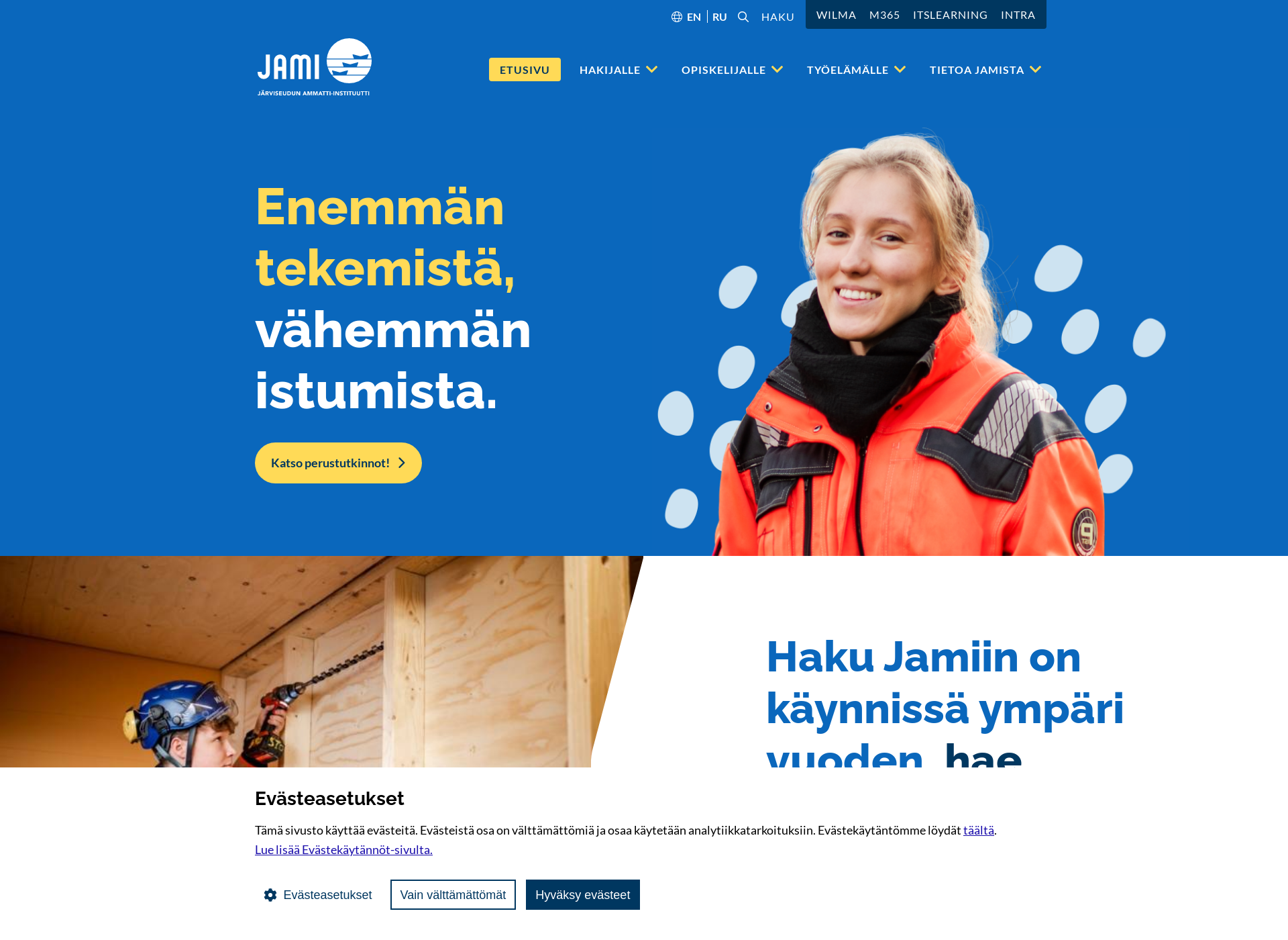 Skärmdump för jamin.fi