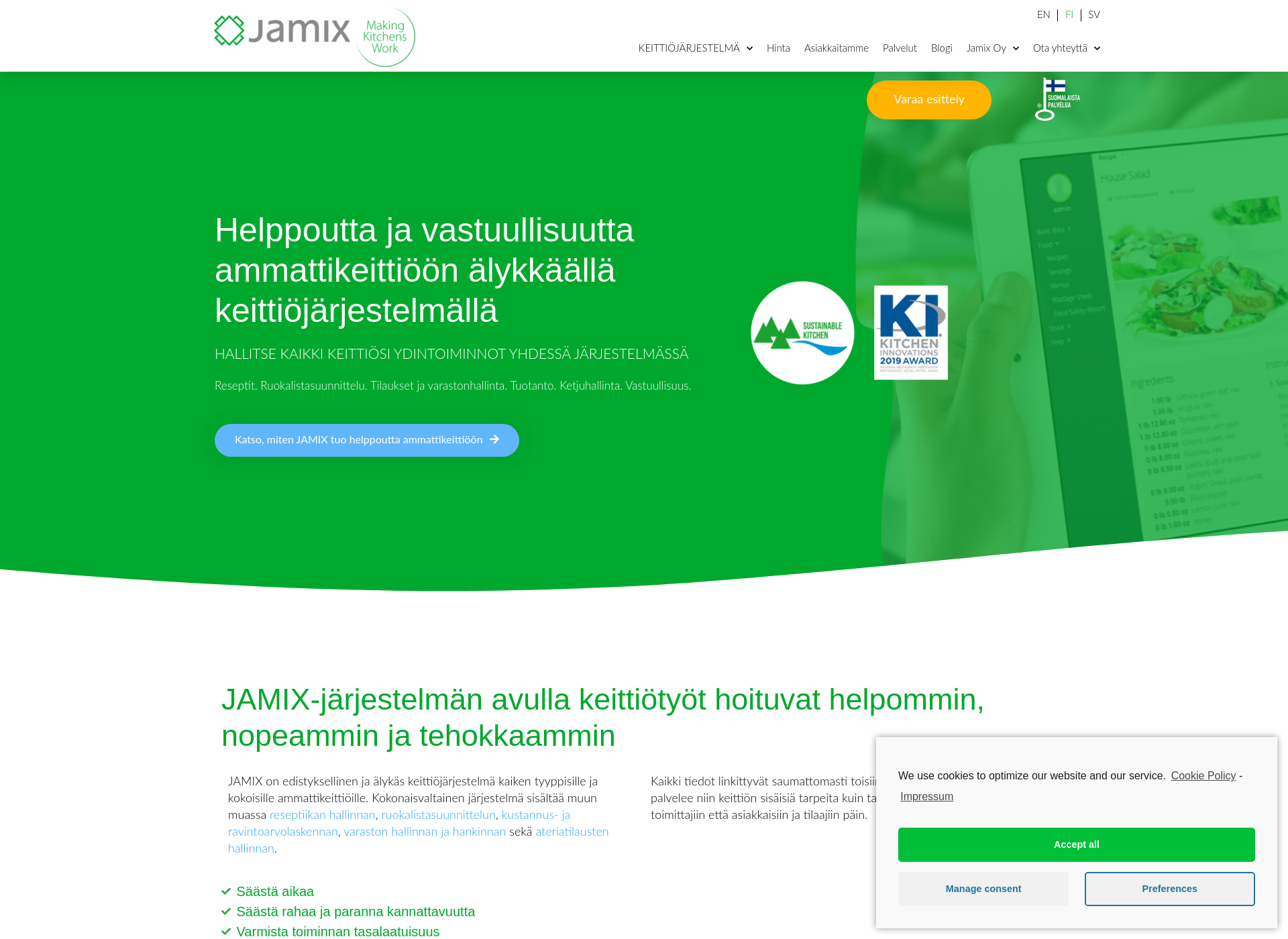 Skärmdump för jamix.fi