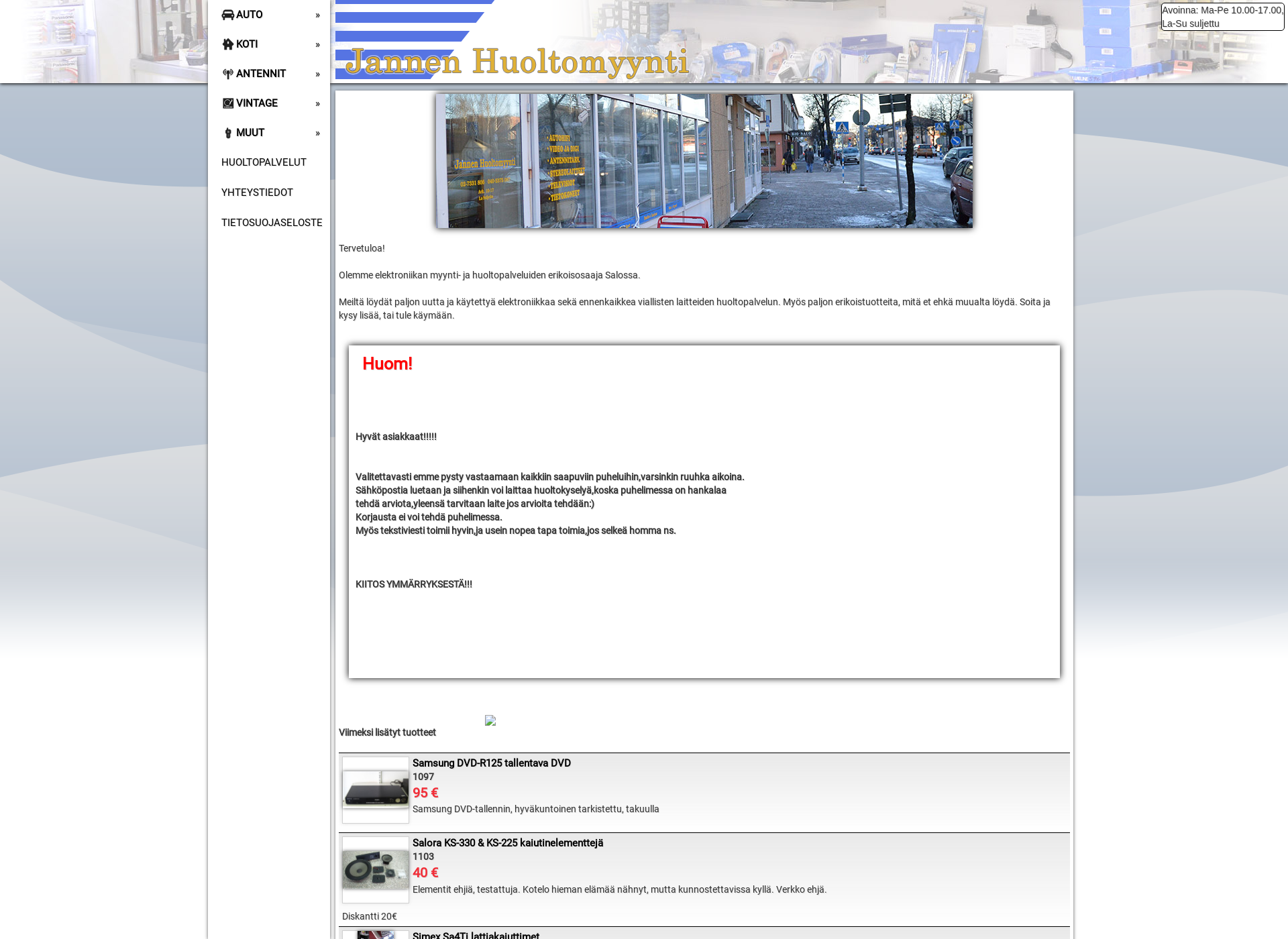 Screenshot for jannenhuoltomyynti.fi
