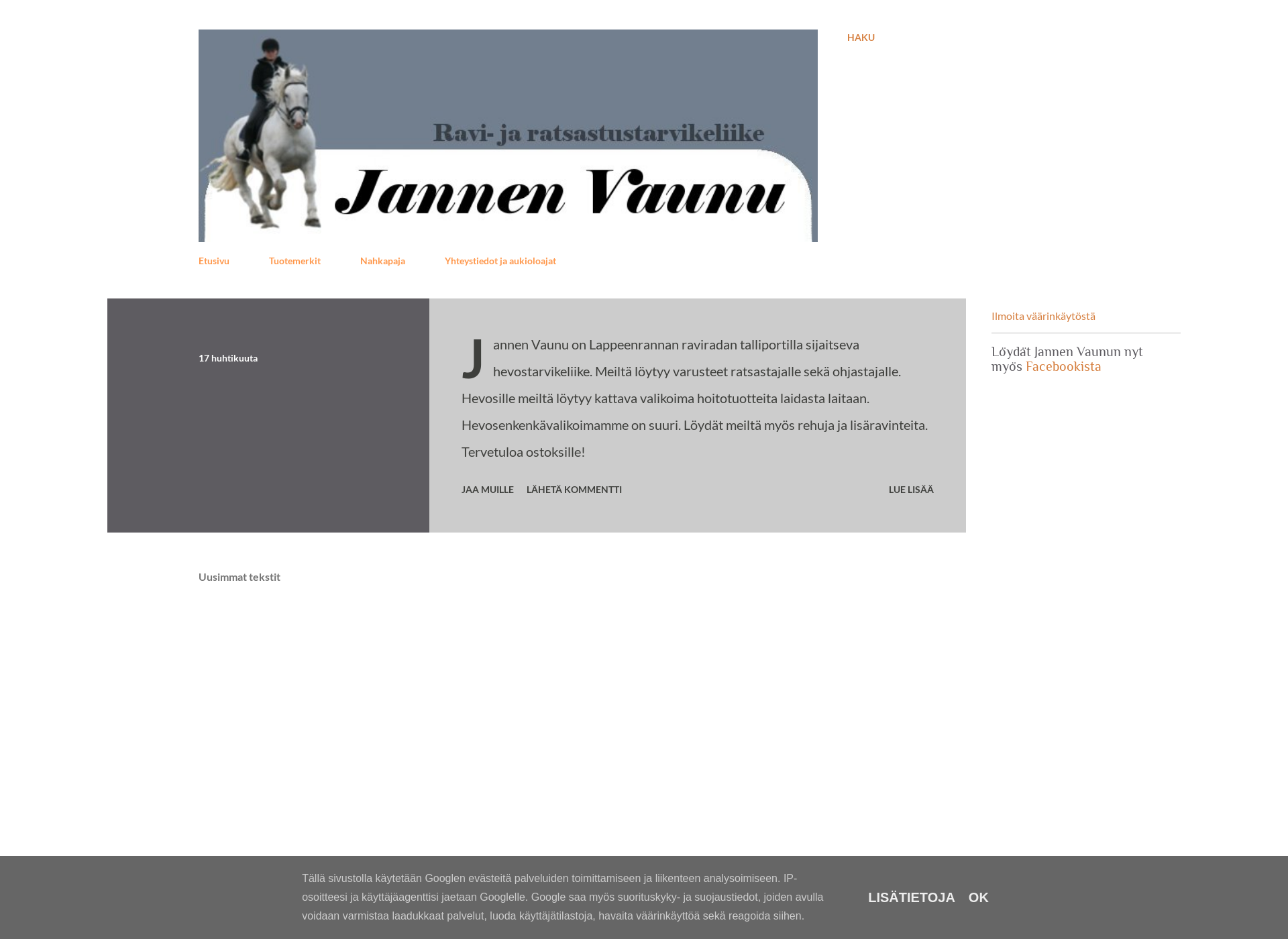 Skärmdump för jannenvaunu.fi