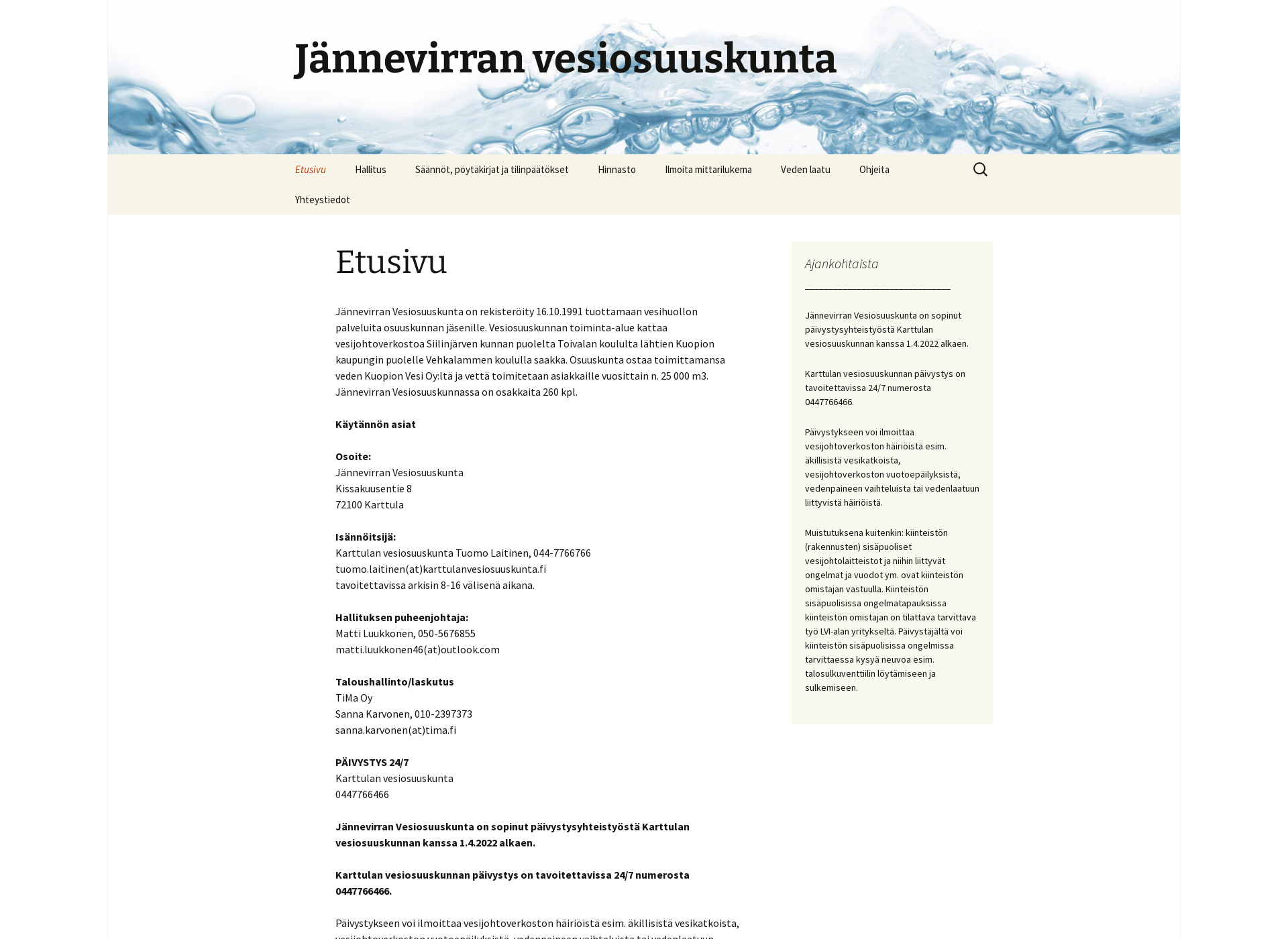 Screenshot for jannevirranvesiosuuskunta.fi