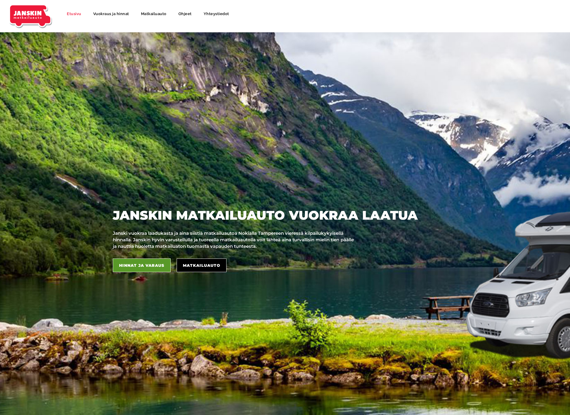 Skärmdump för janskinmatkailuauto.fi