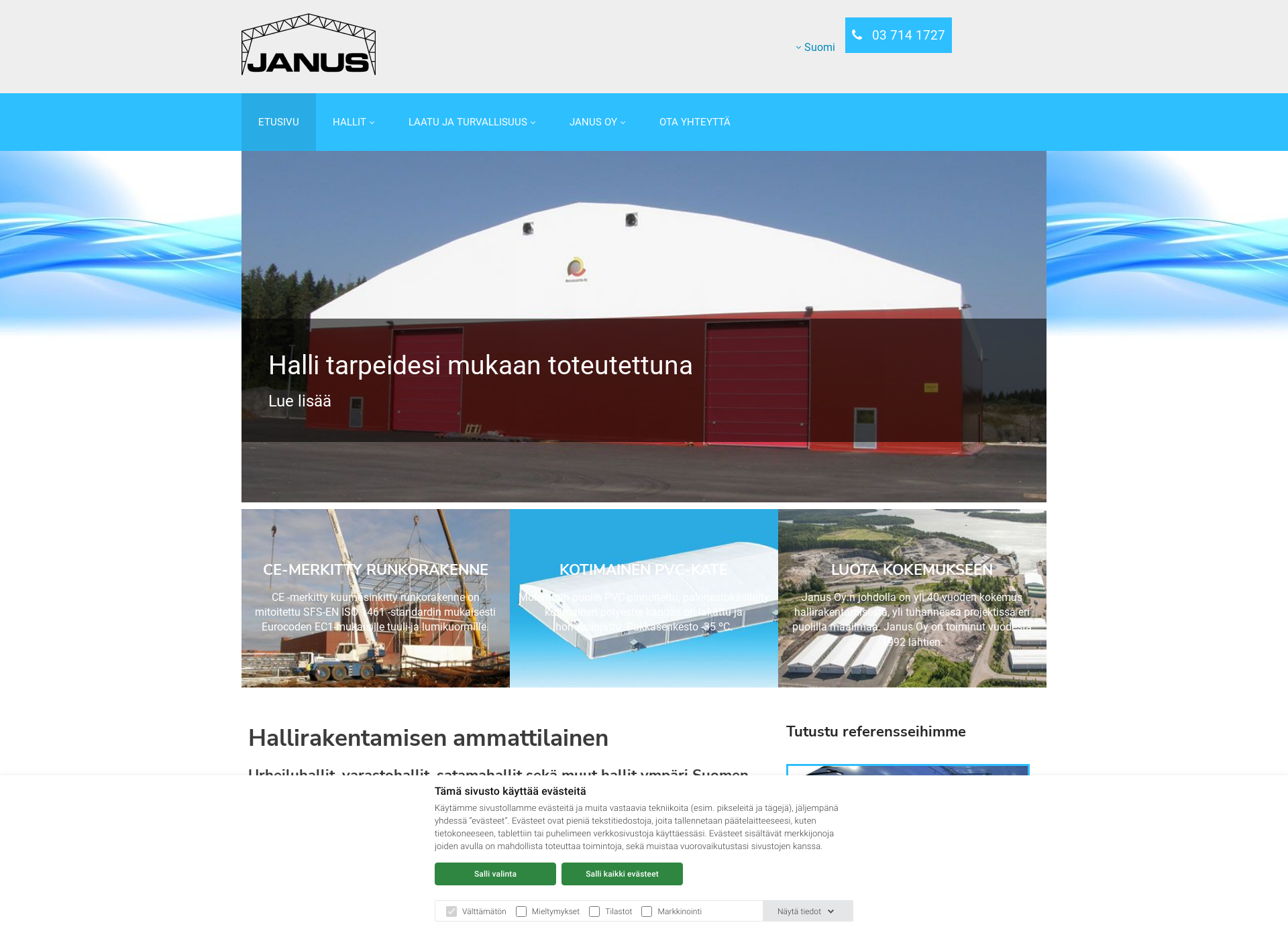 Screenshot for janushallit.fi