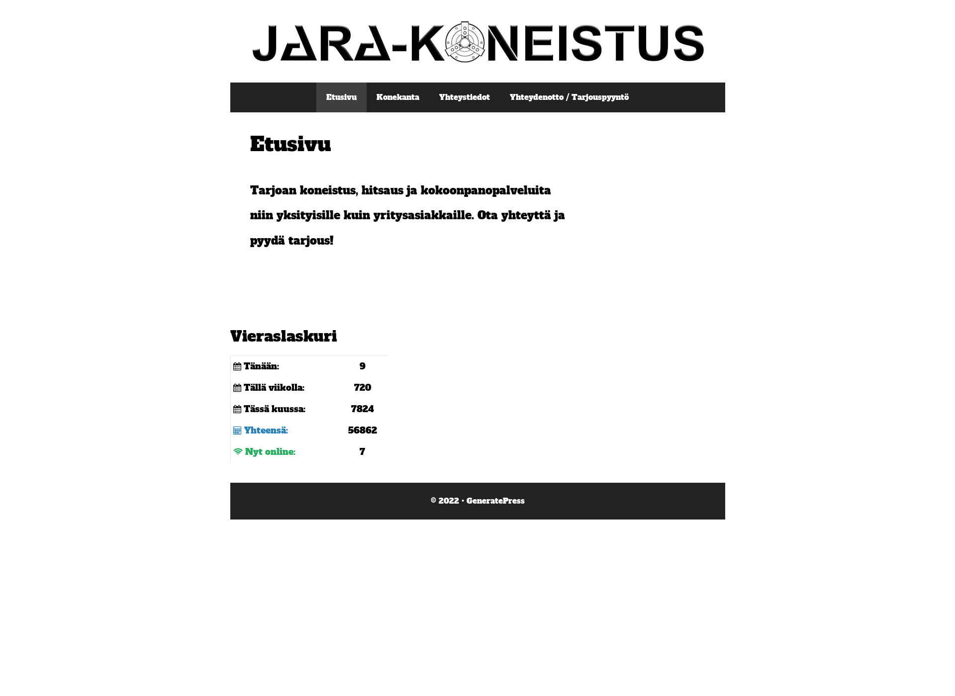 Skärmdump för jara-koneistus.fi