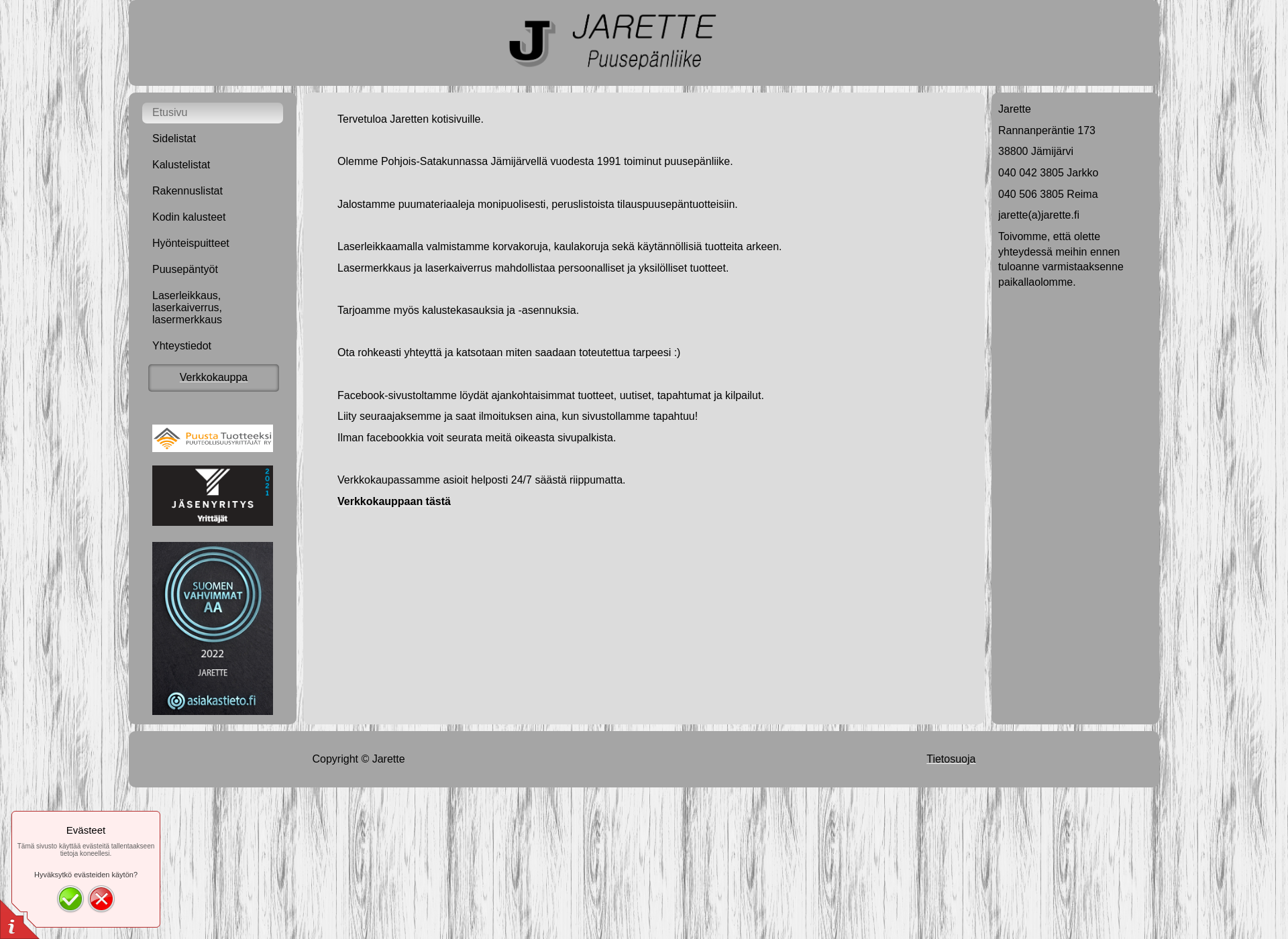 Screenshot for jarette.fi