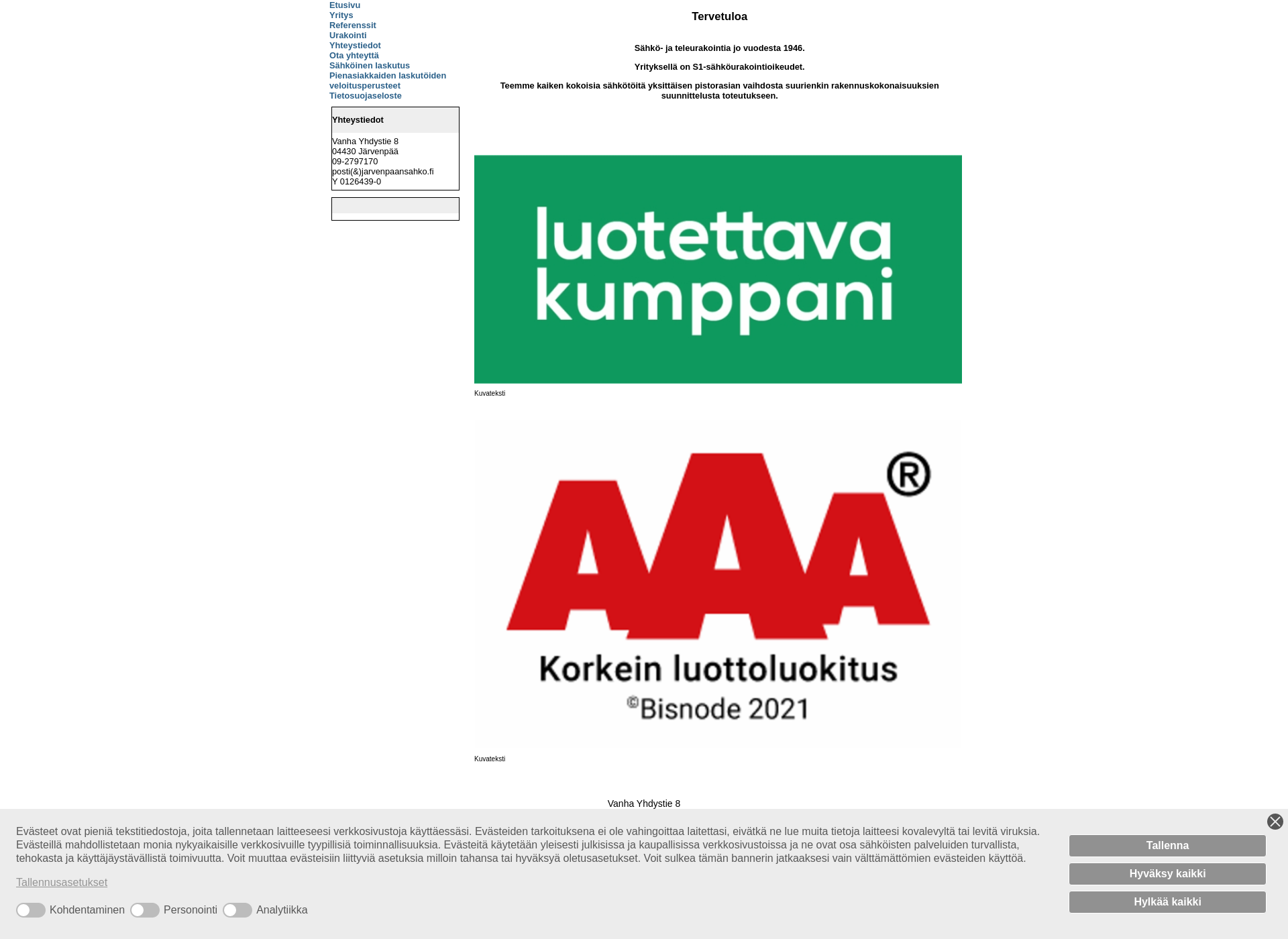 Screenshot for jarvenpaansahko.fi