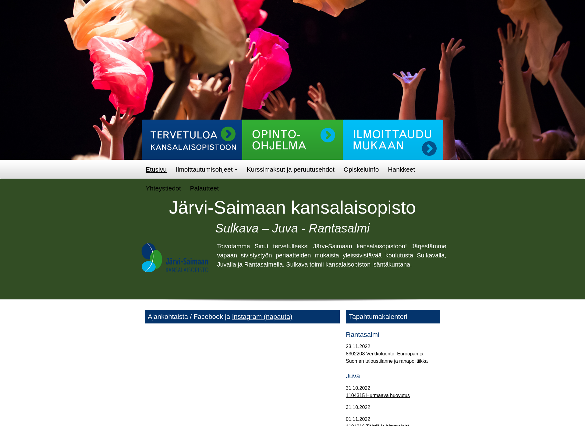 Skärmdump för jarvi-saimaankansalaisopisto.fi