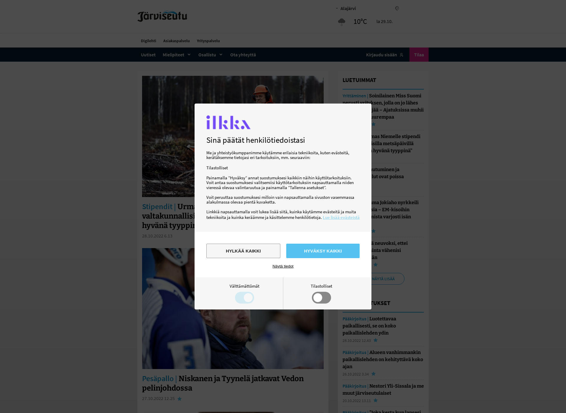 Screenshot for jarviseutu-lehti.fi