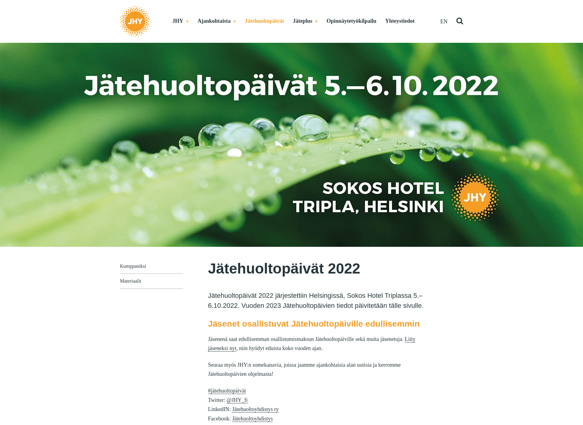 Skärmdump för jatehuoltopaivat.fi